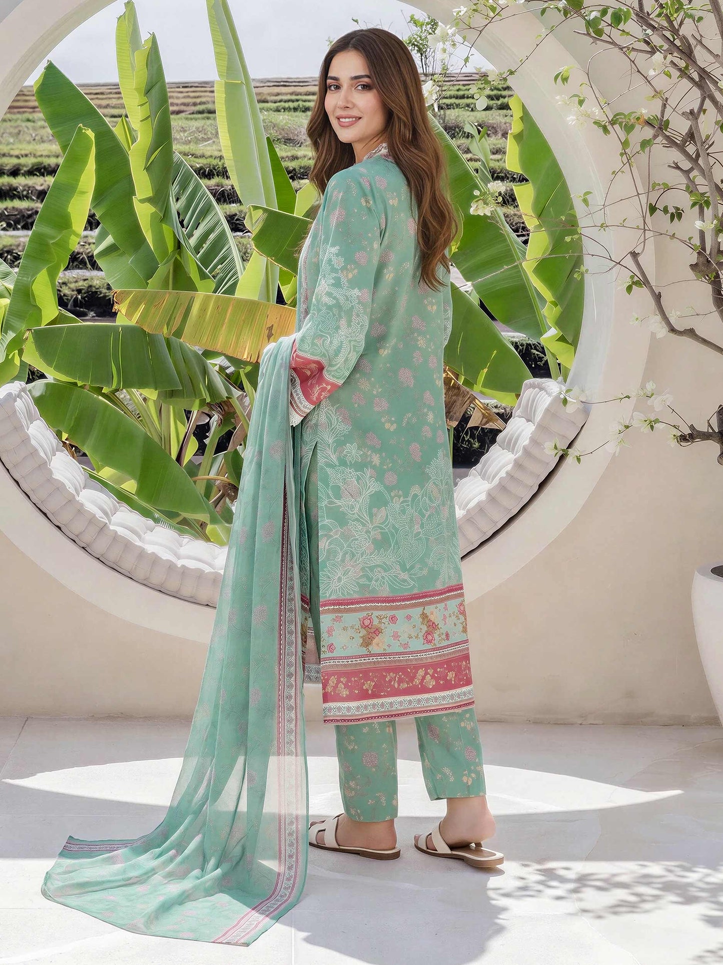 3 Piece Lawn Slub Suit- Embroidered (Pret)