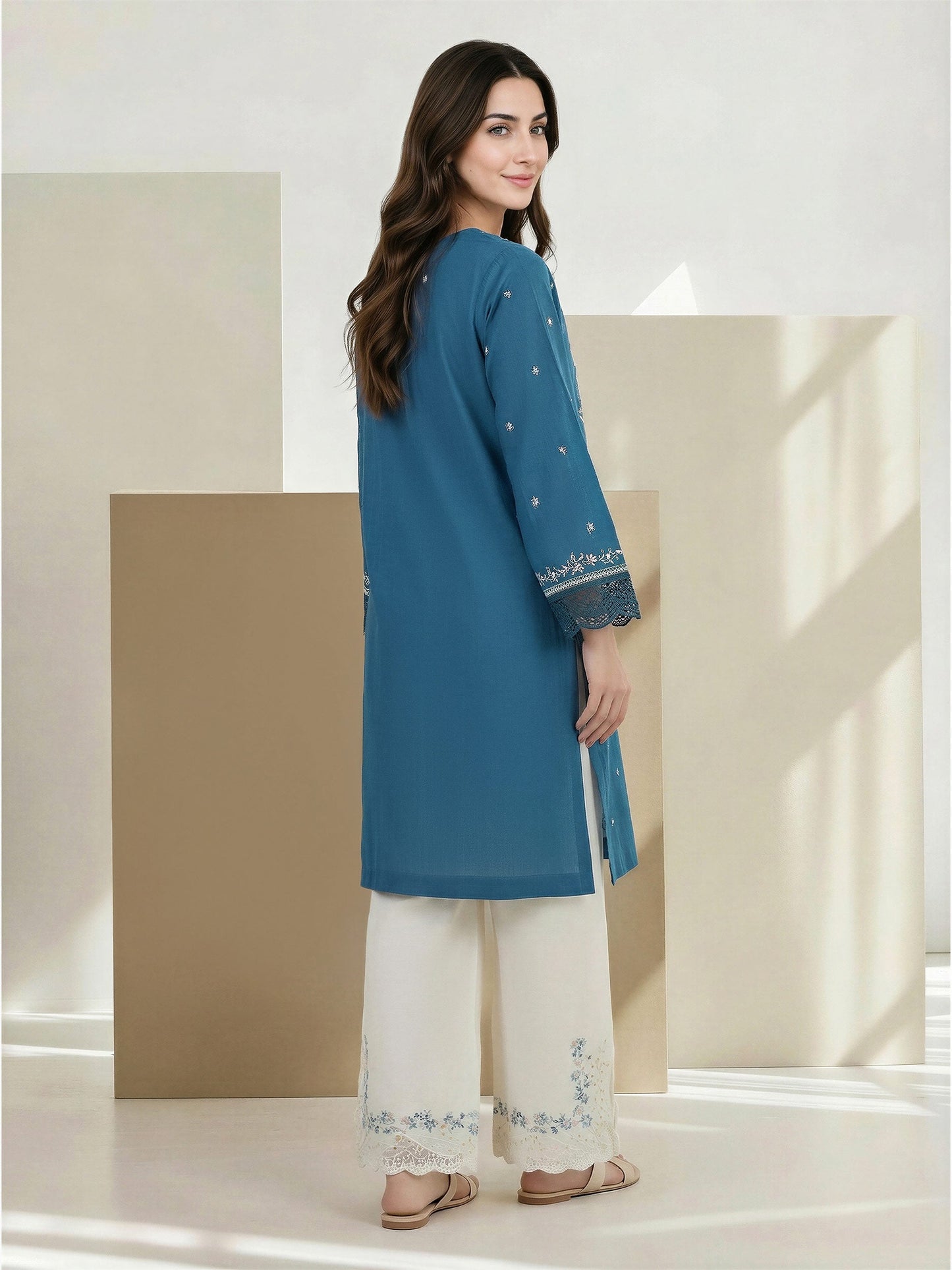 2 Piece Lawn Slub Suit- Embroidered (Pret)