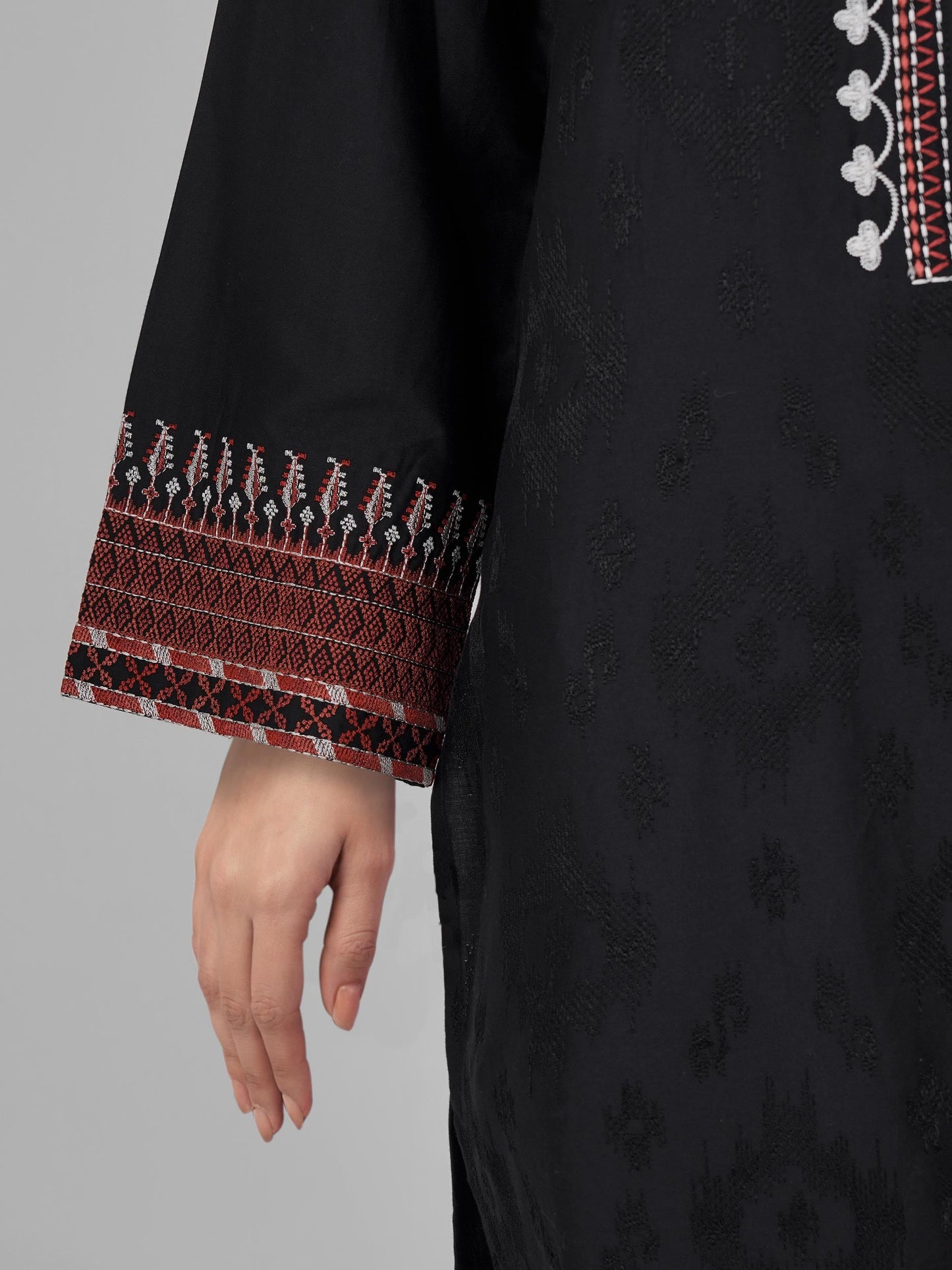 3 Piece Satin Suit- Embroidered (Pret)