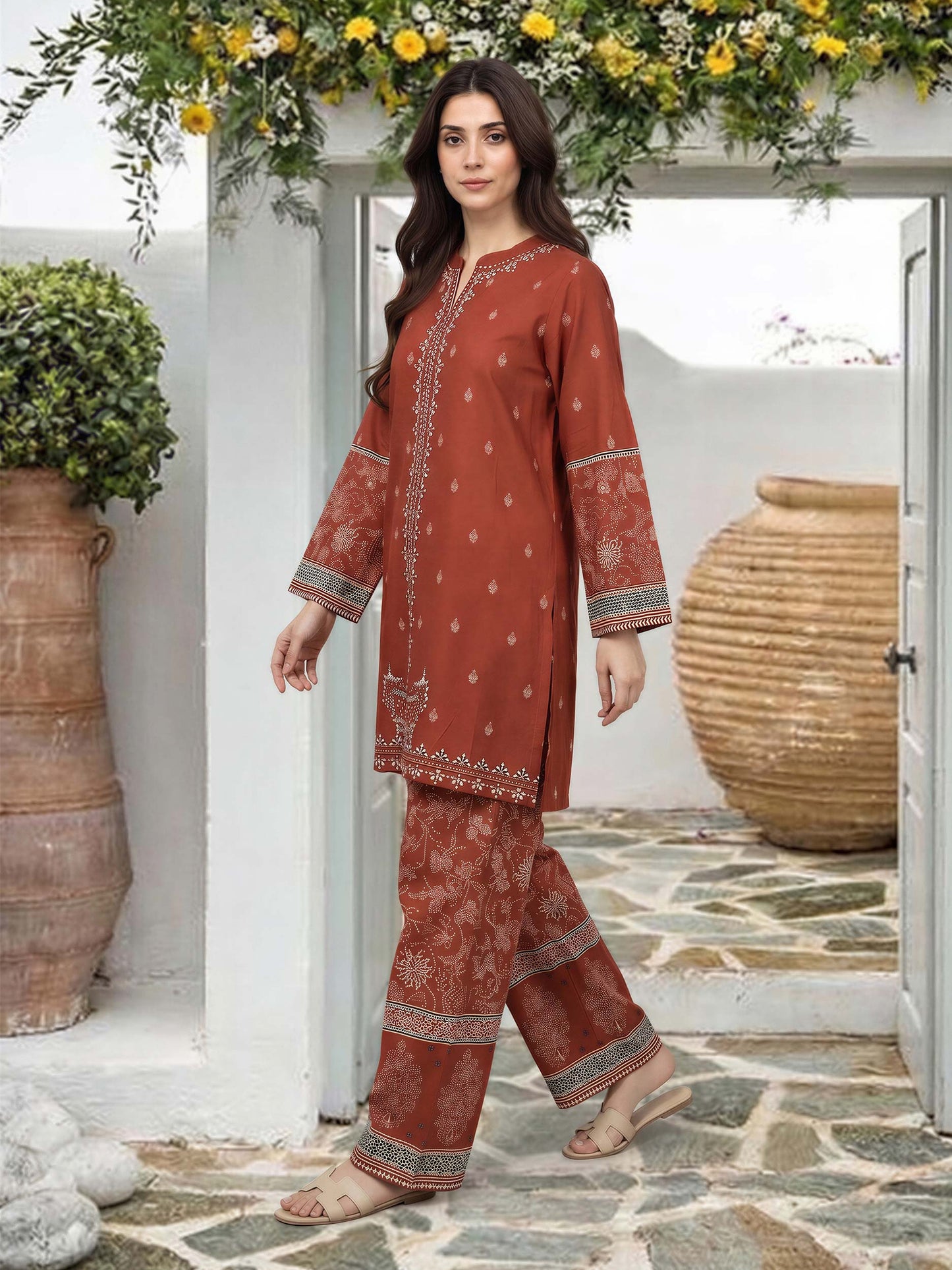 Lawn Co-ord set- Embroidered