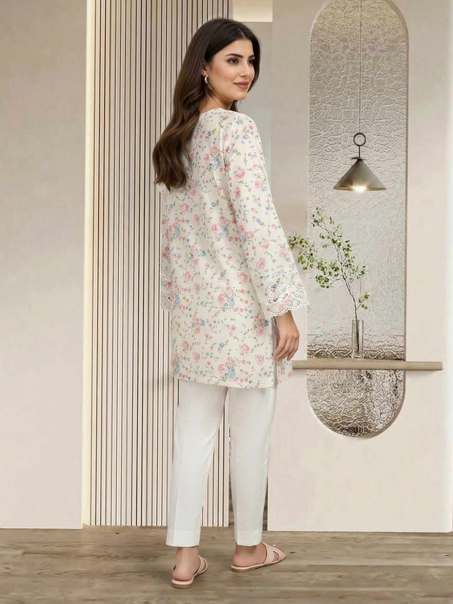 Lawn Texture Kurti- Embroidered (Pret)