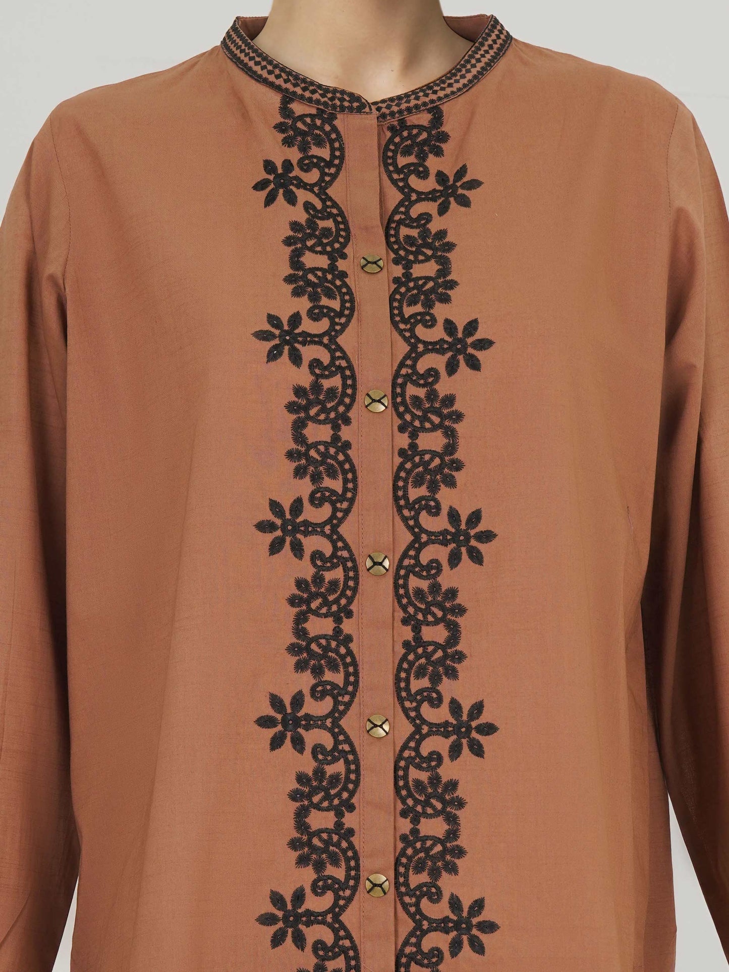 Lawn Slub Co-ord Set- Embroidered