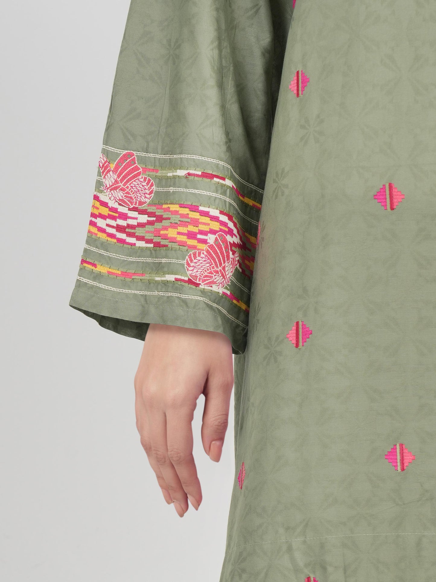 2 Piece Dobby Suit- Embroidered (Pret)