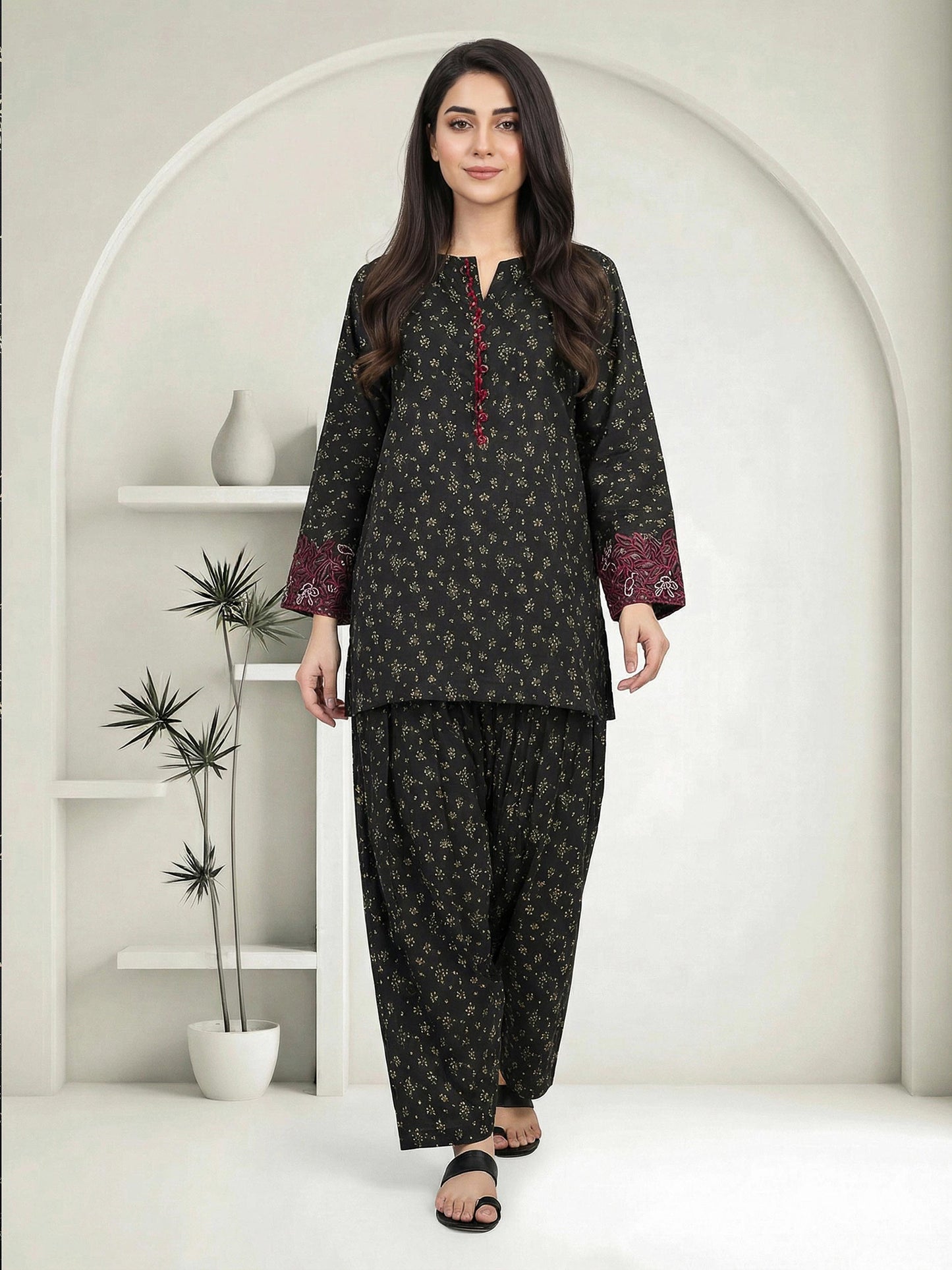 Silk Co-ord Set- Embroidered