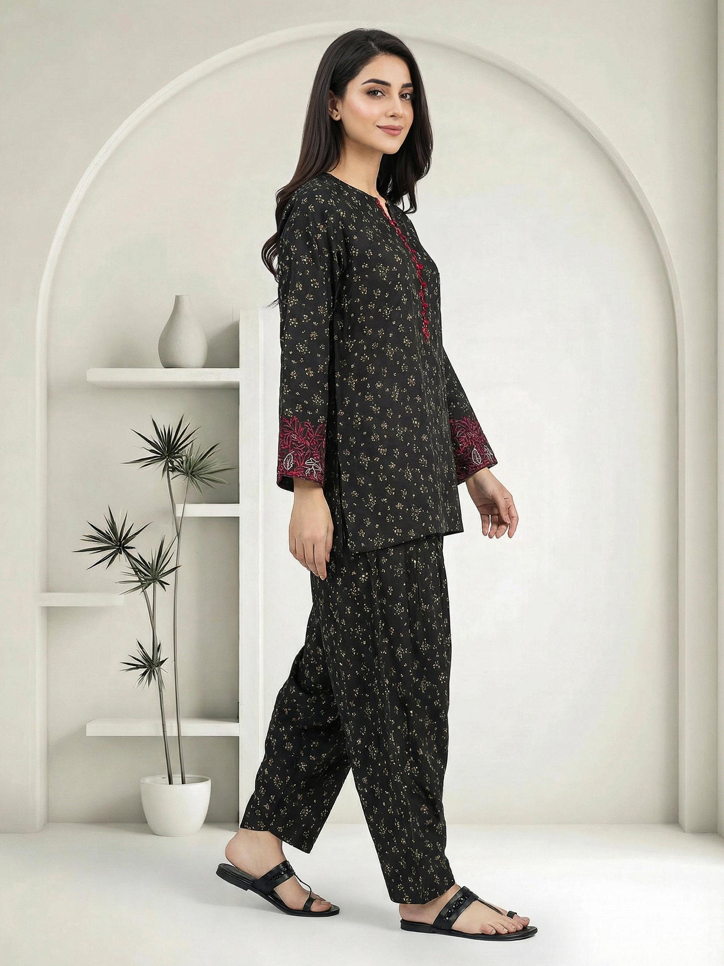 Silk Co-ord Set- Embroidered