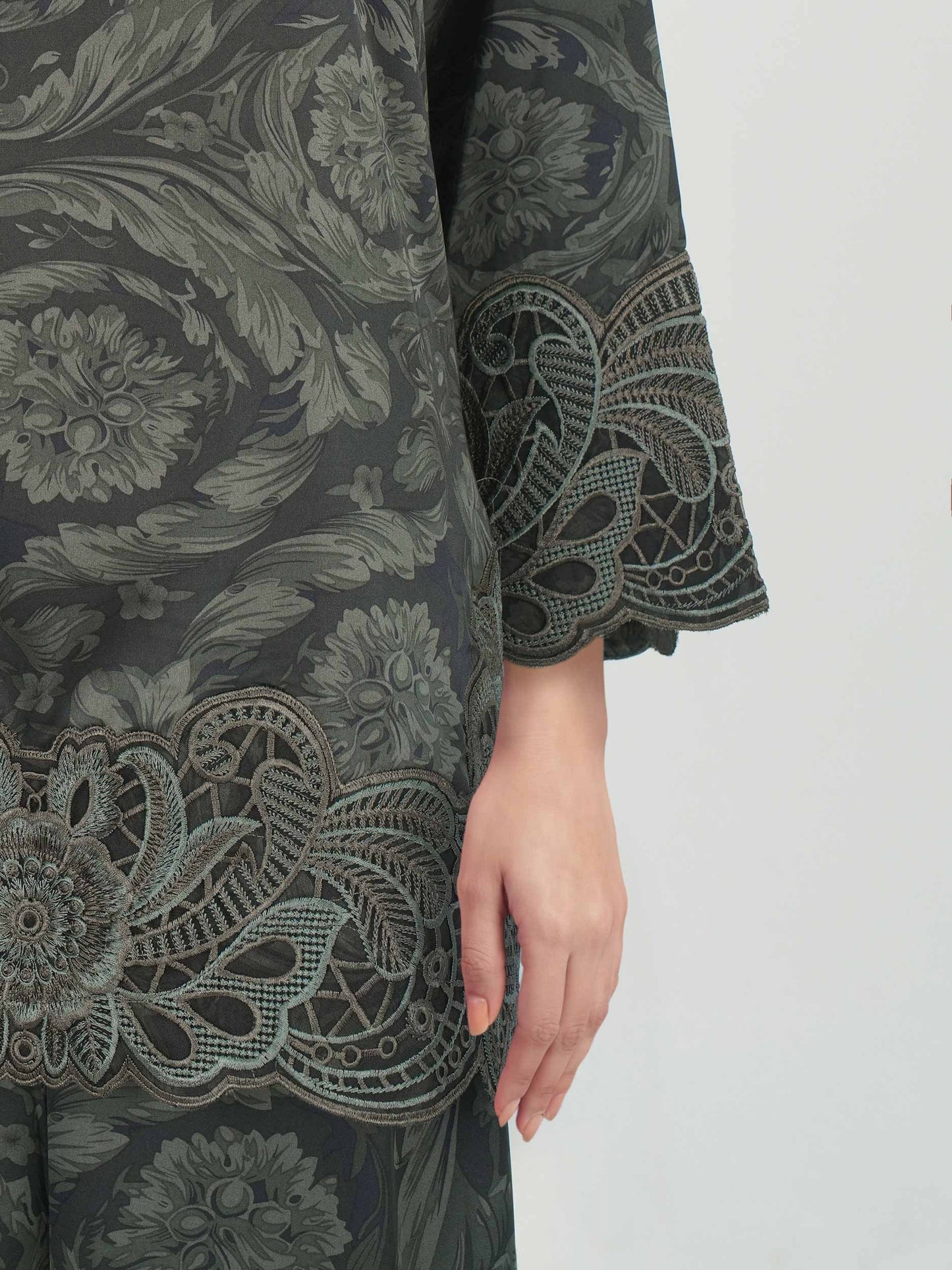 Silk Co ord set- Embroidered