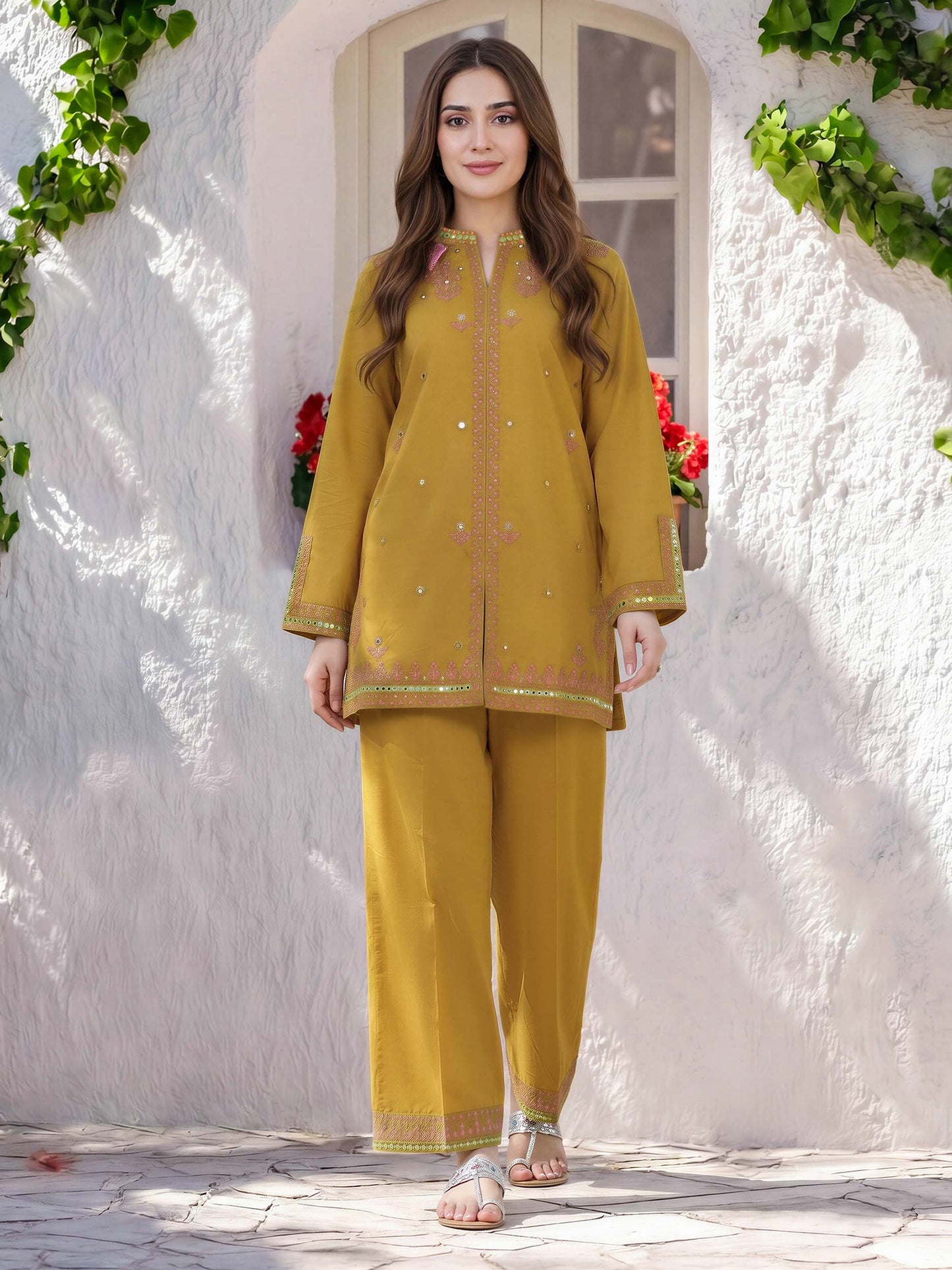 Lawn Co-ord Set- Embroidered
