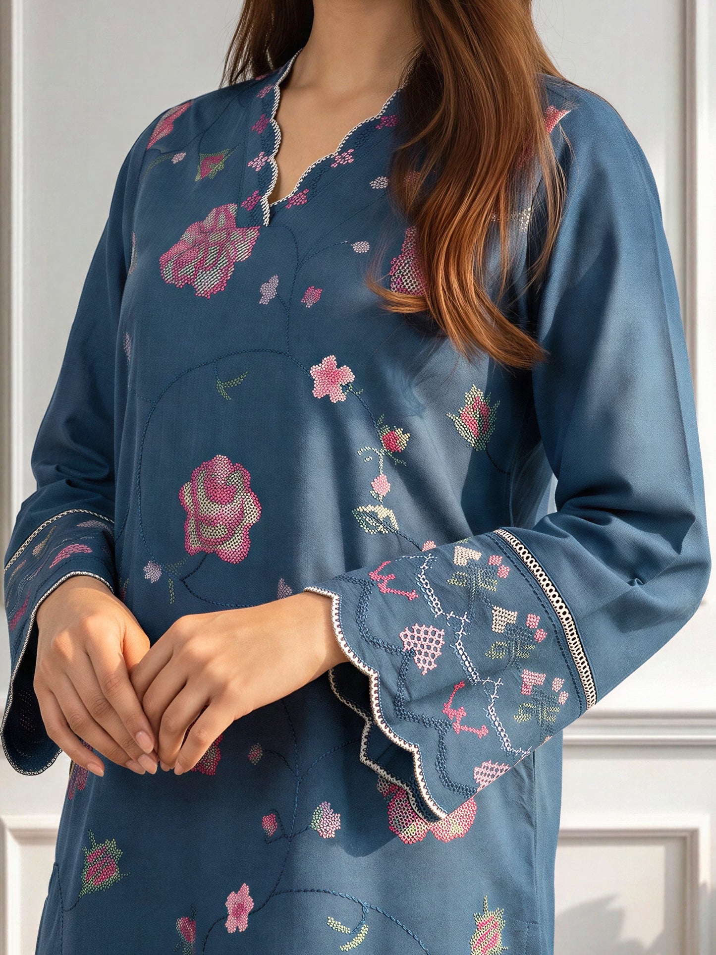 Yarn Dyed Co-ord Set- Embroidered
