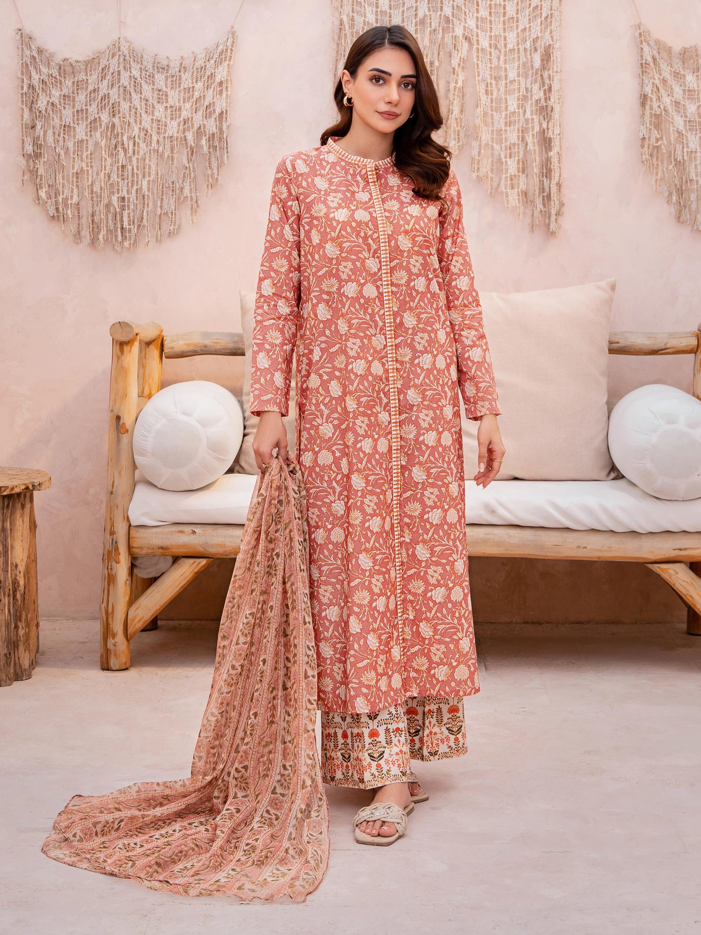 3 Piece Lawn Suit-Paste Print (Pret)