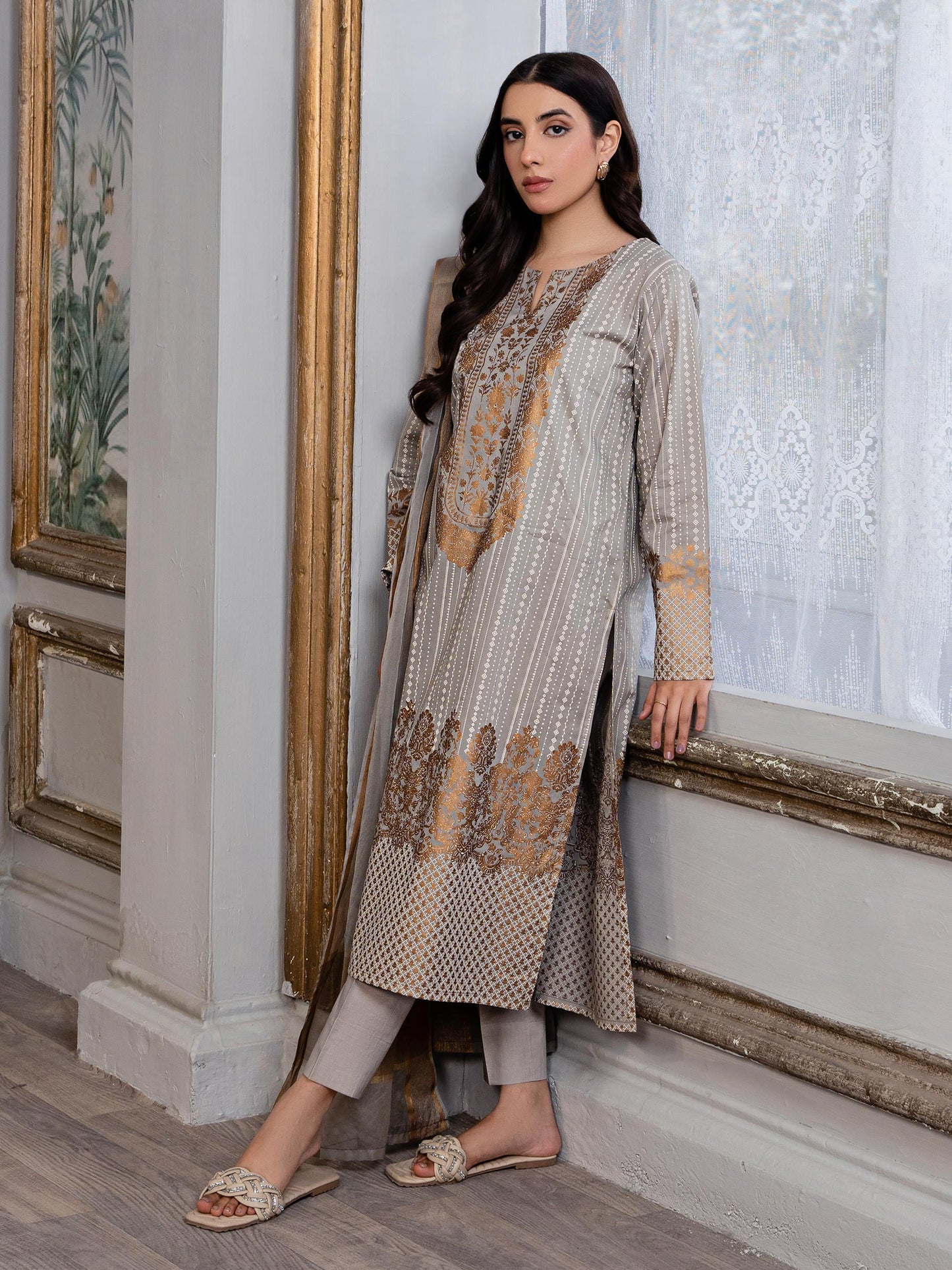 3 Piece Lawn Suit-Paste Print (Pret)