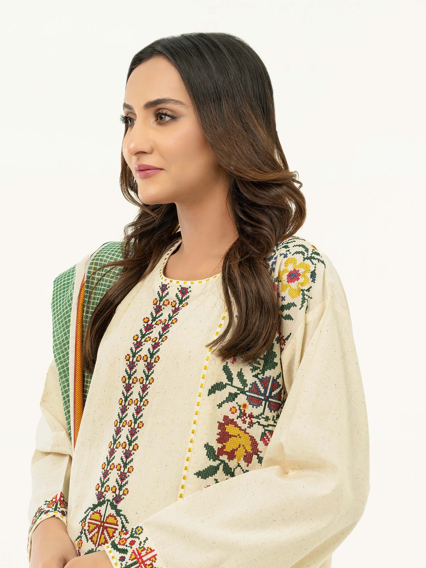 2 Piece Yarn Dyed Suit-Embroidered (Pret)