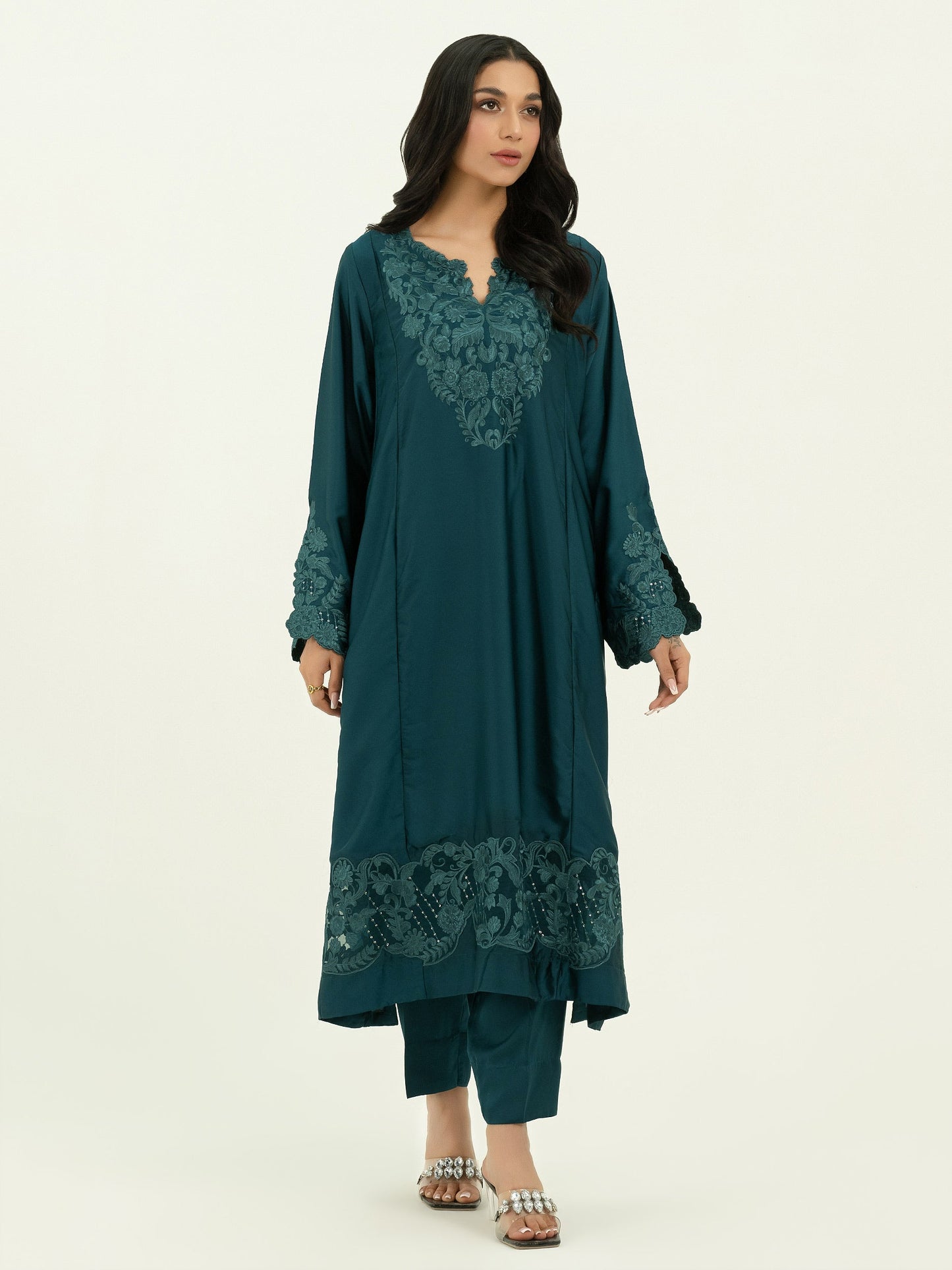 2 Piece Silk Suit-Embroidered (Pret)