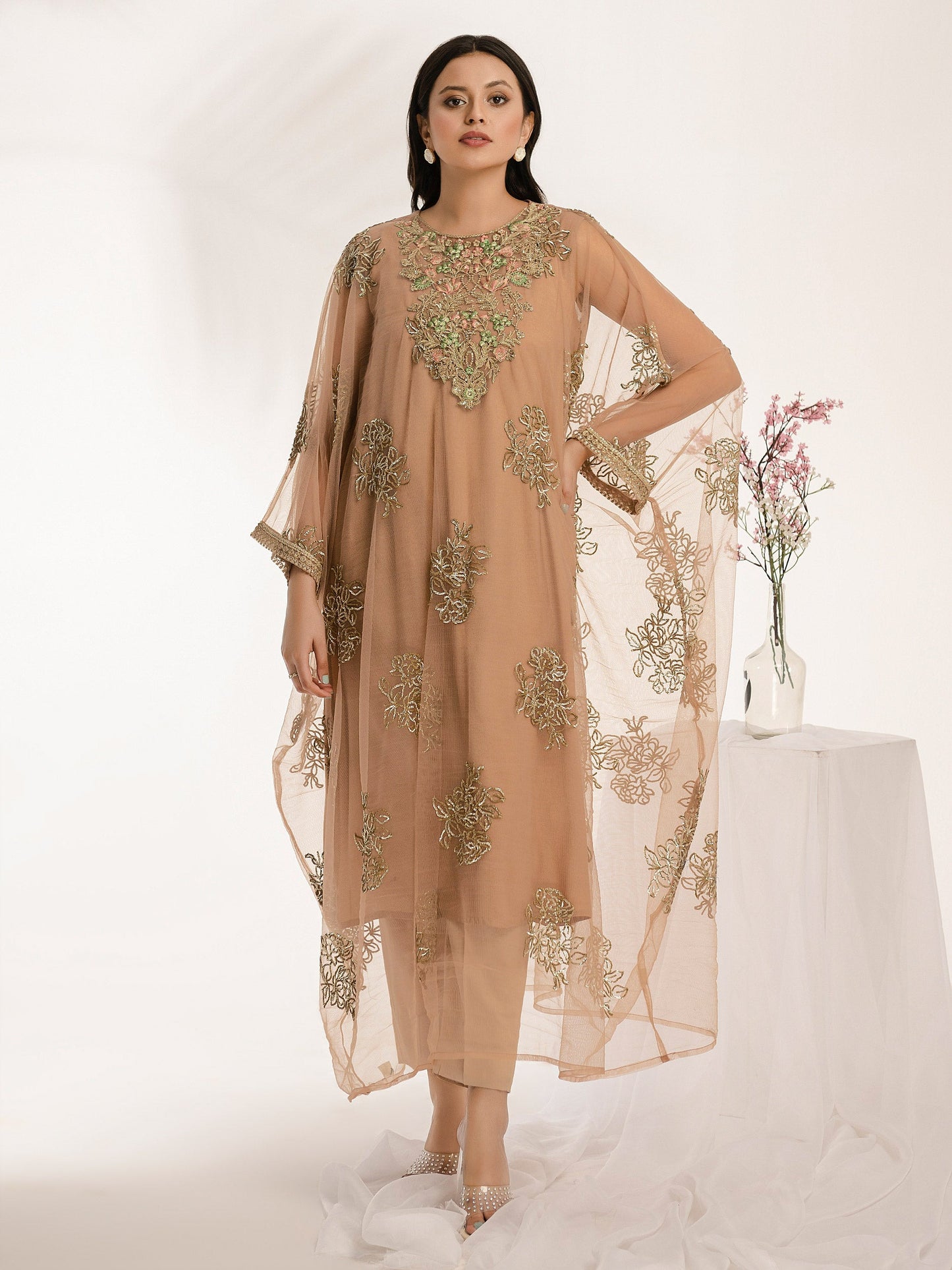 3 Piece Net Suit-Embroidered (Pret)