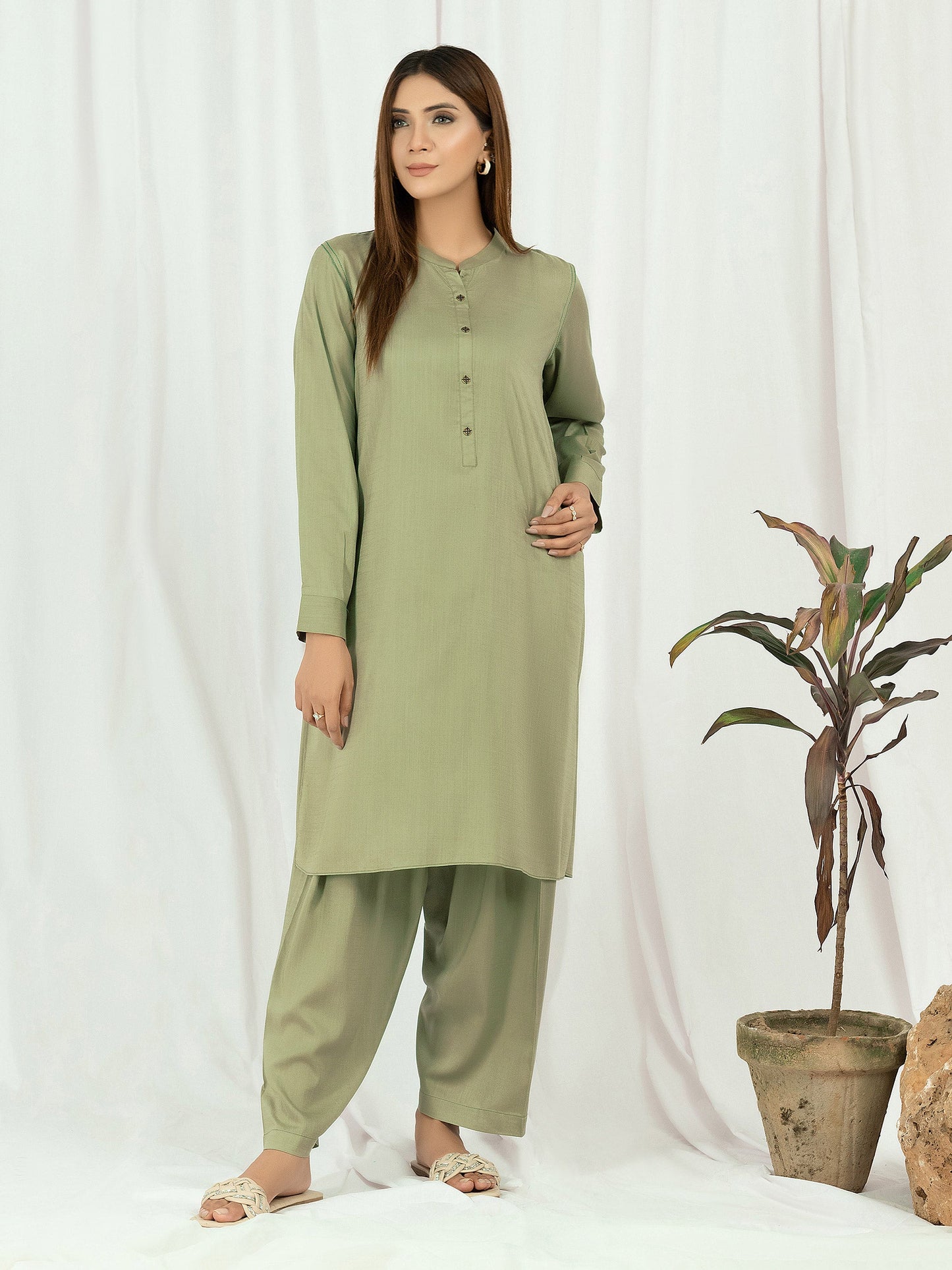 2 Piece Viscose Suit- Dyed (Pret)