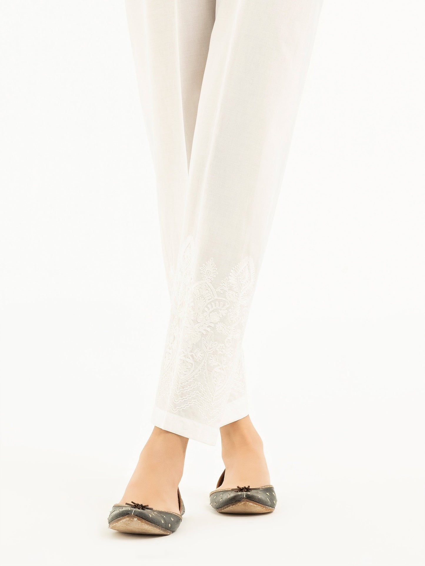 Embroidered Cambric Trousers(Pret)