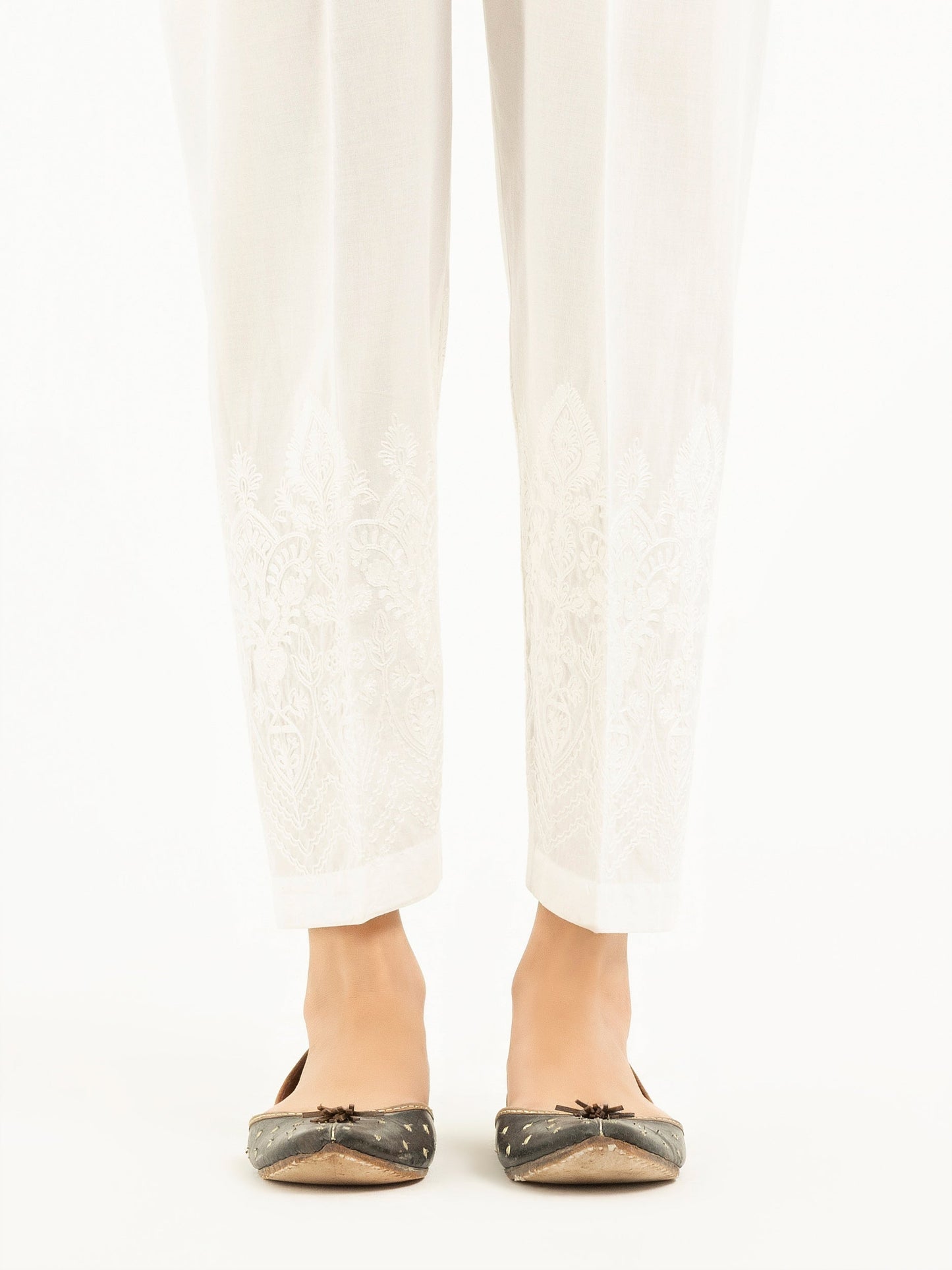 Embroidered Cambric Trousers(Pret)