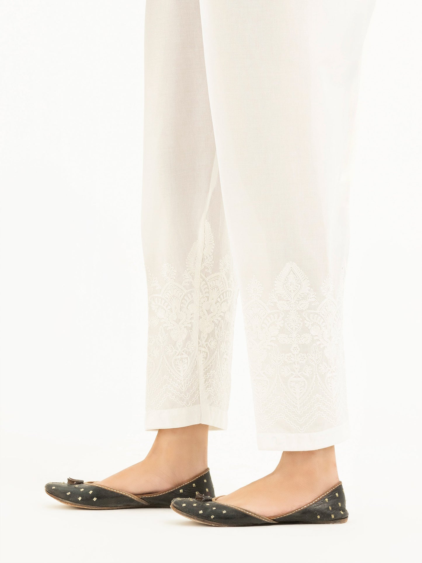 Embroidered Cambric Trousers(Pret)