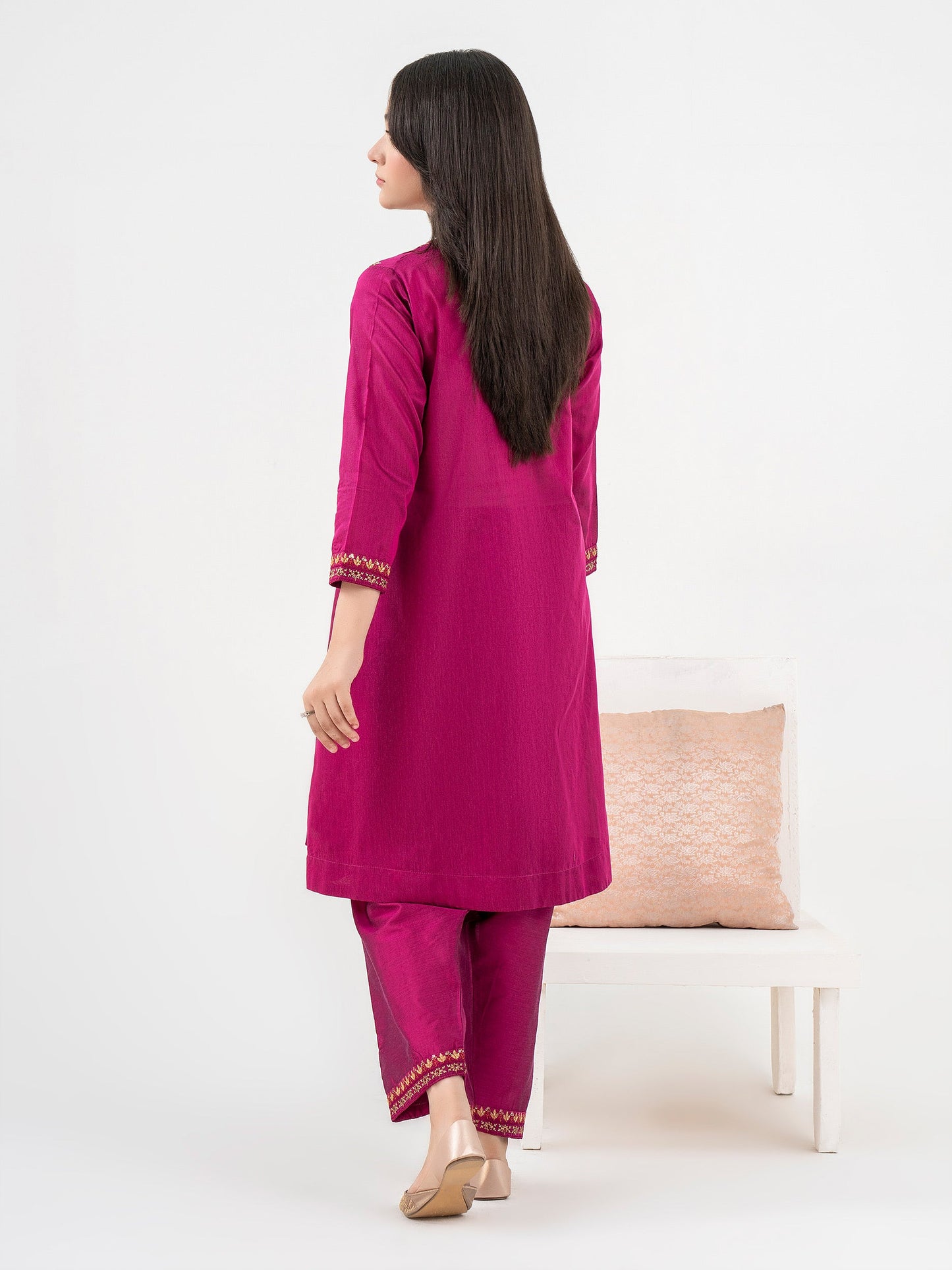 2 Piece Raw Silk Suit-Embroidered