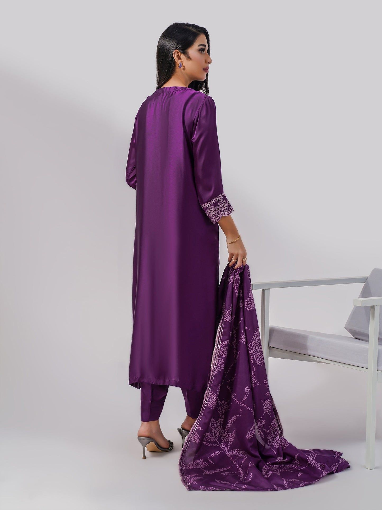 3 Piece Silk Suit-Embroidered (Pret)