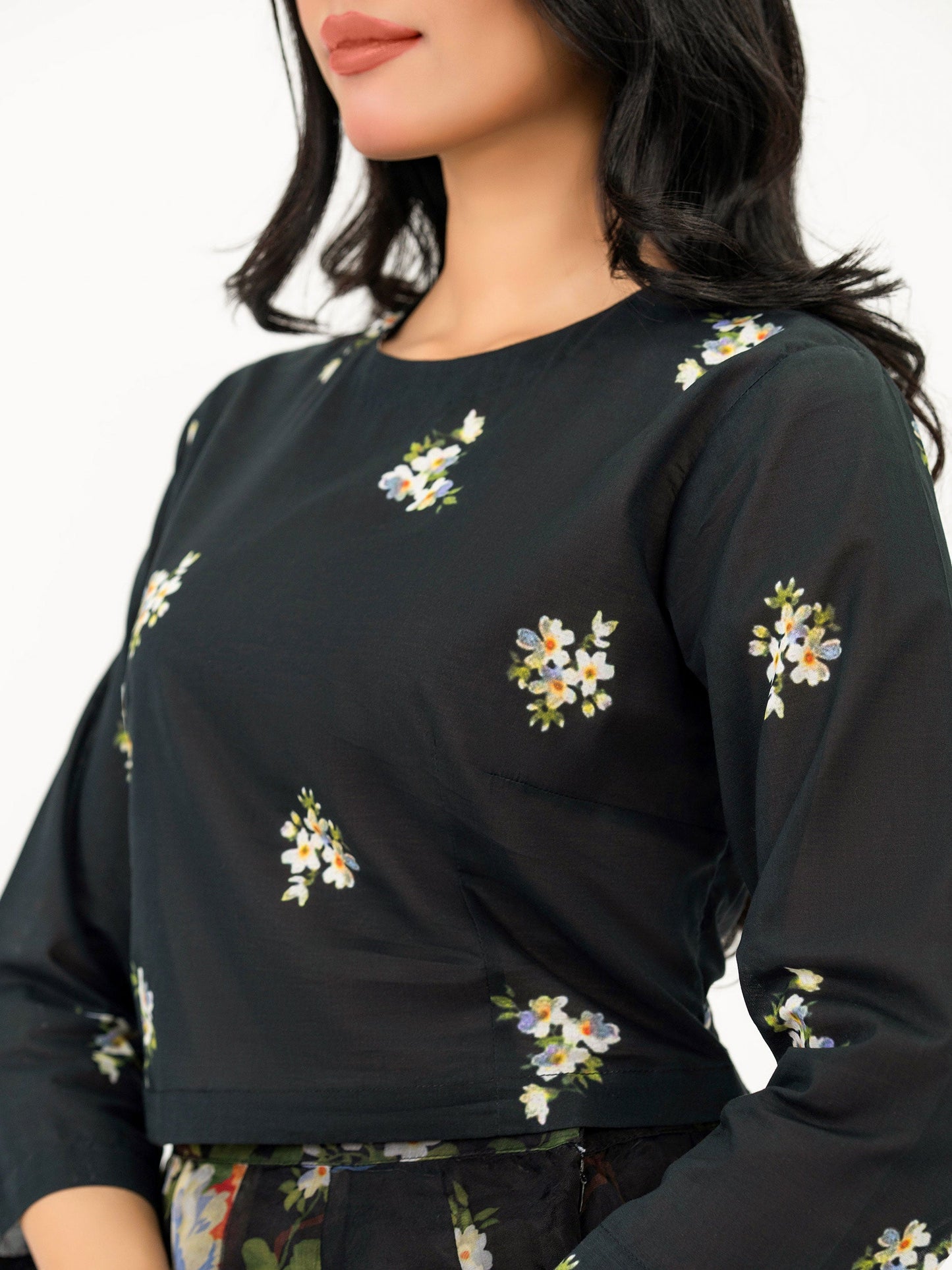 Lawn Top With Skirt-Printed (Pret)