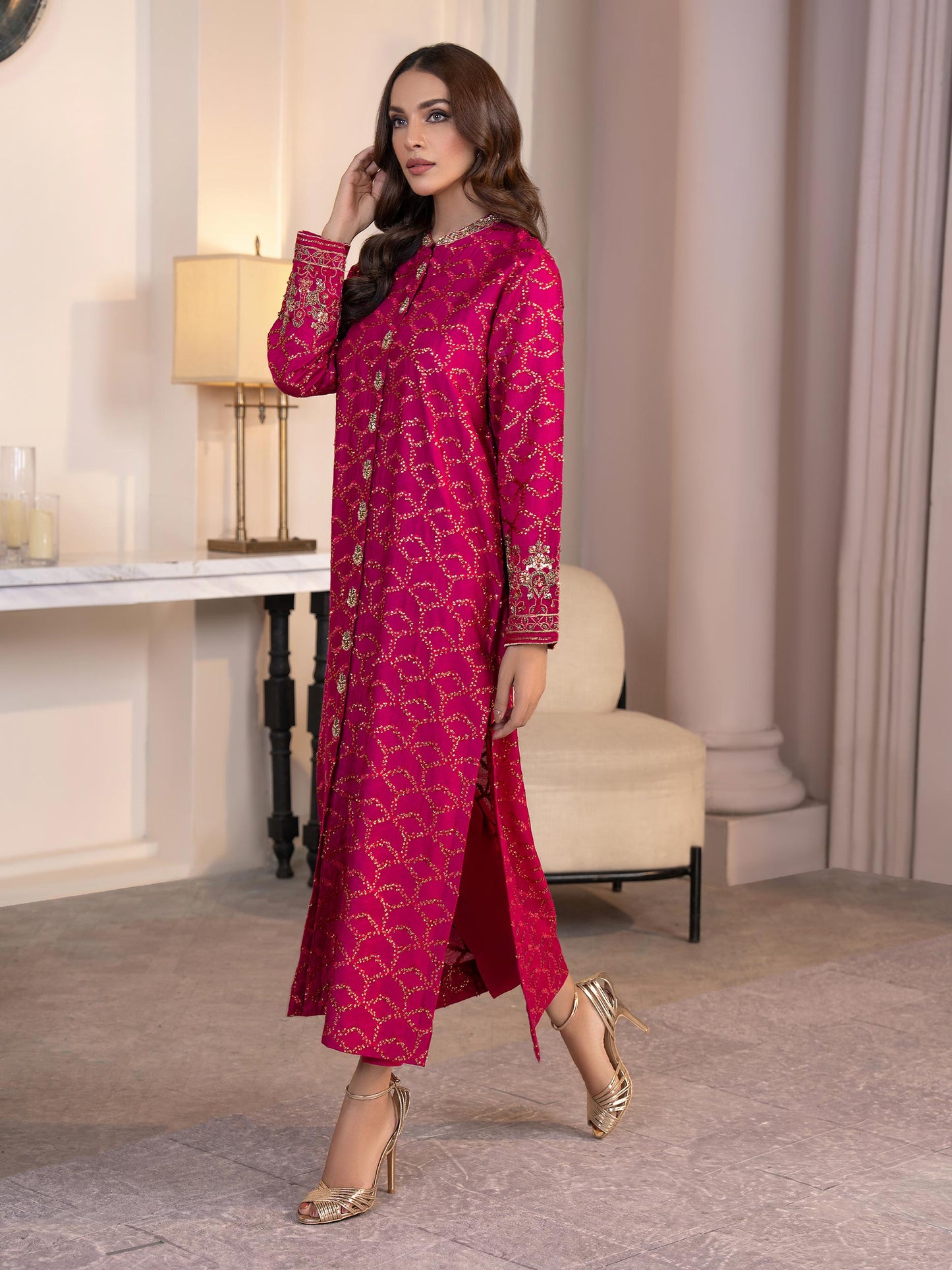 2 Piece Cotton Net Suit-Embroidered(Pret)