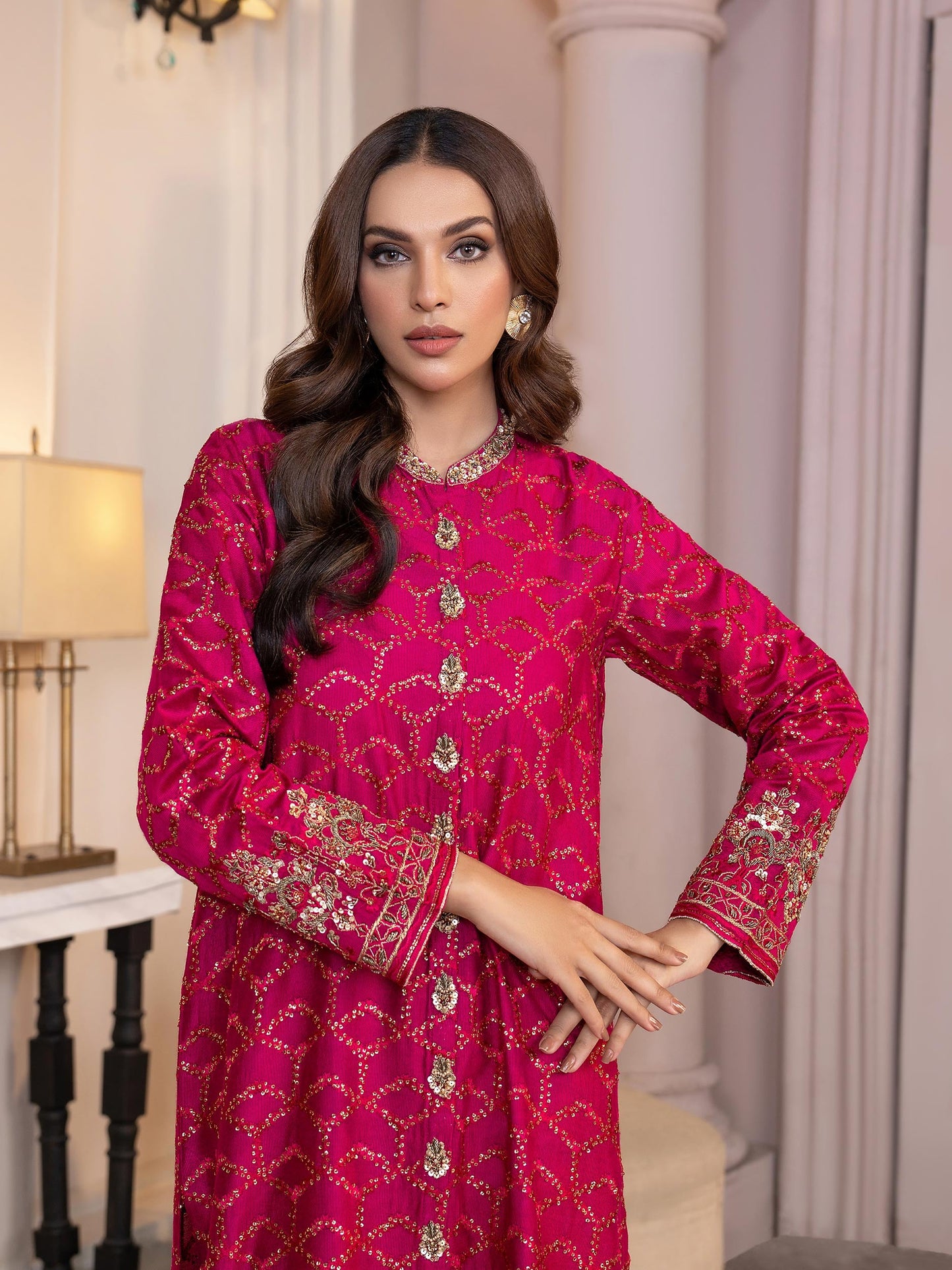 2 Piece Cotton Net Suit-Embroidered(Pret)