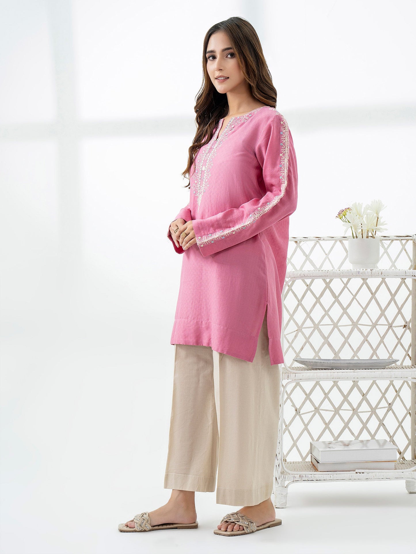 Jacquard Kurti-Embroidered (Pret)