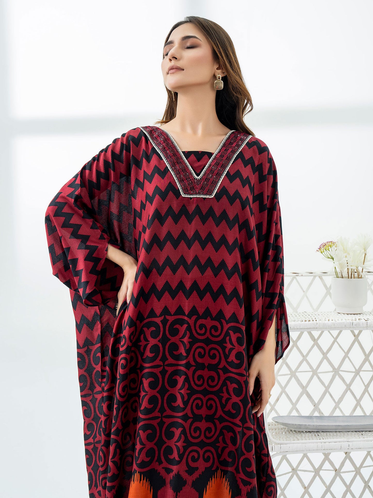 Viscose Kaftan-Embroidered (Pret)