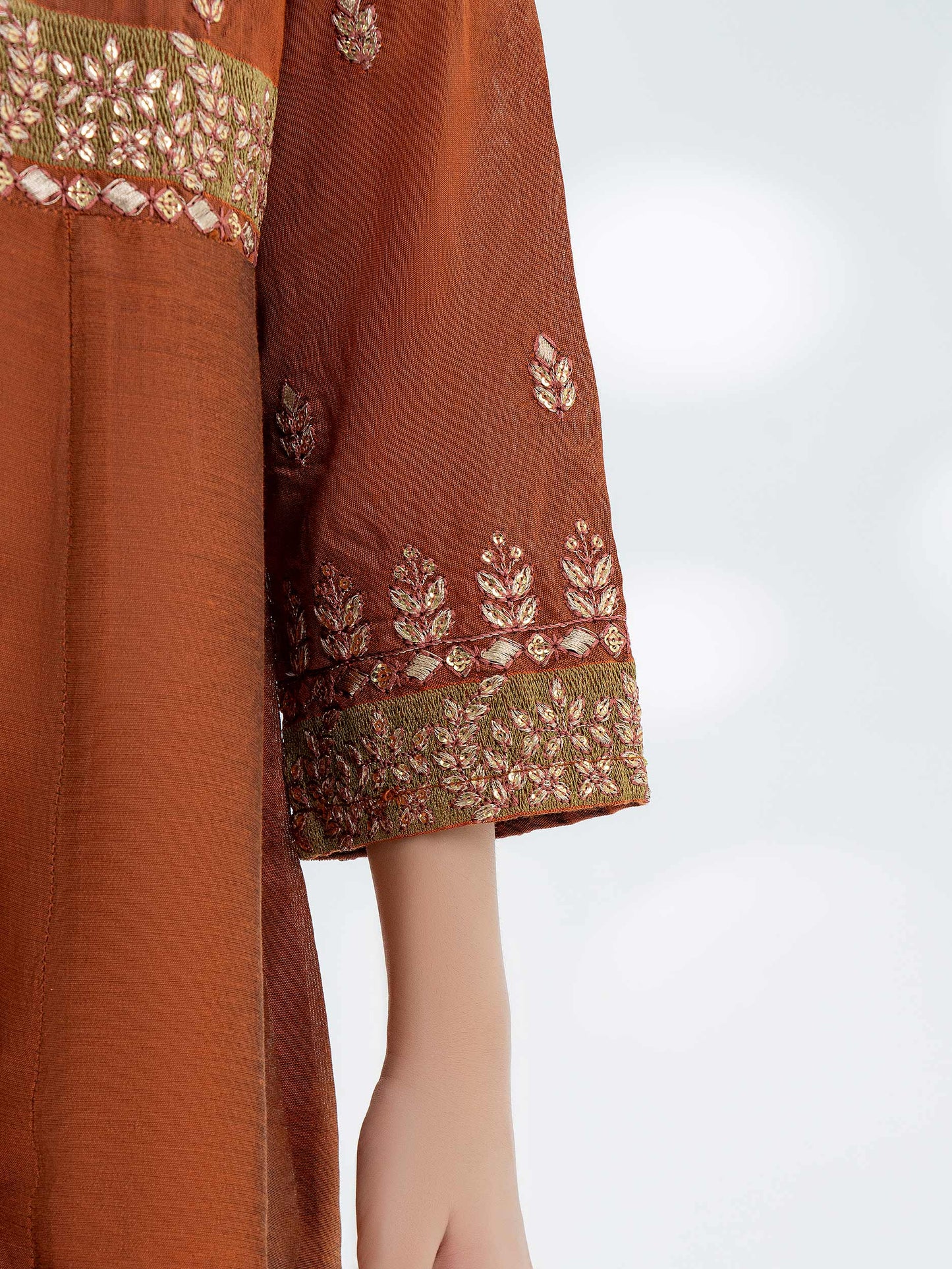 2 Piece Raw Silk Suit-Embroidered