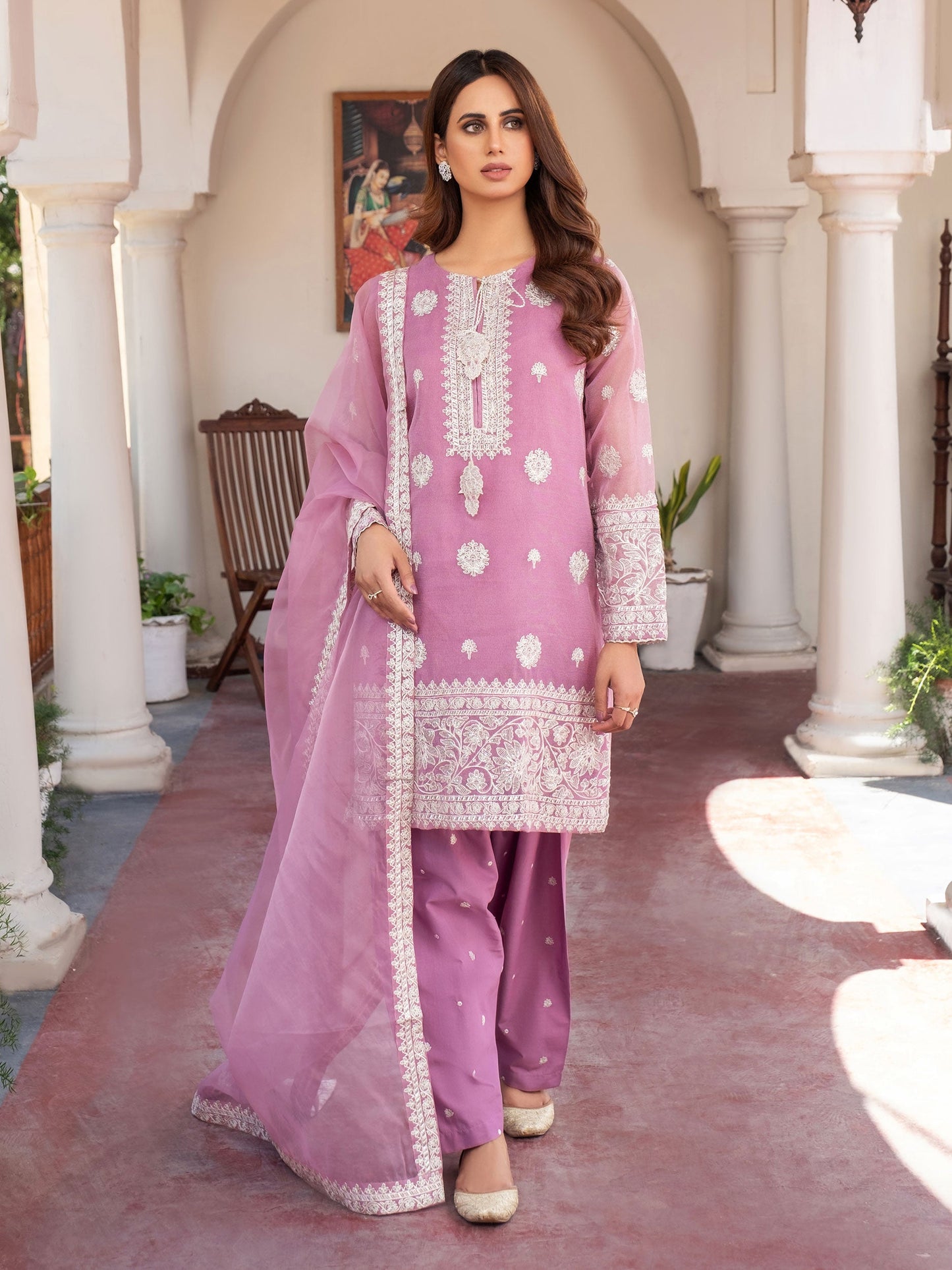 3 Piece Net Suit-Embroidered (Pret)