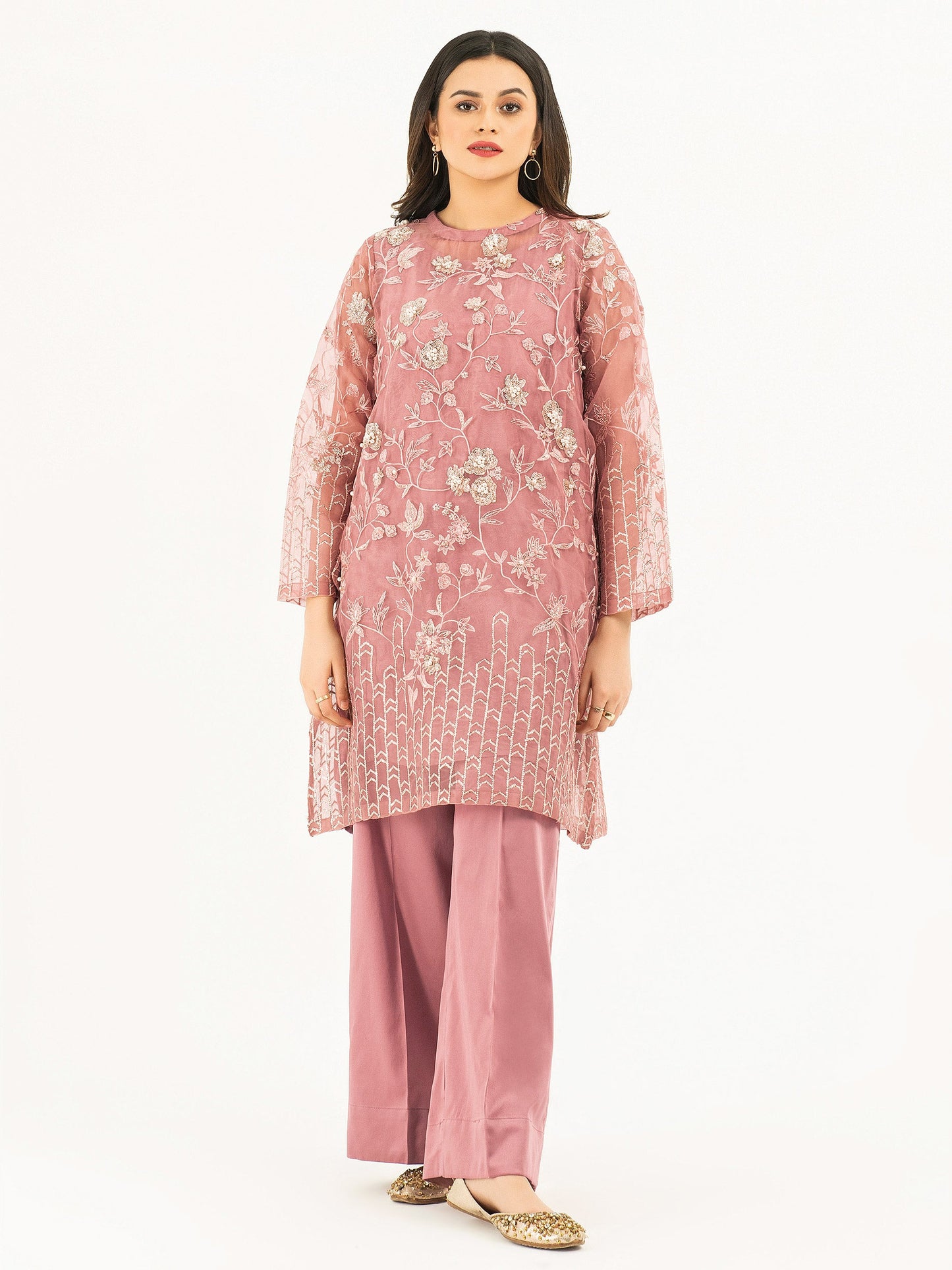 2 Piece Organza Suit-Embellished (Pret)