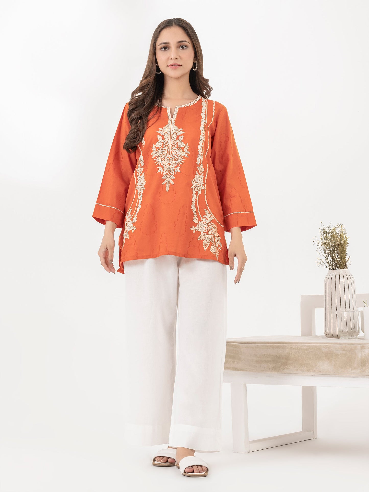 Jacquard Kurti-Embroidered (Pret)