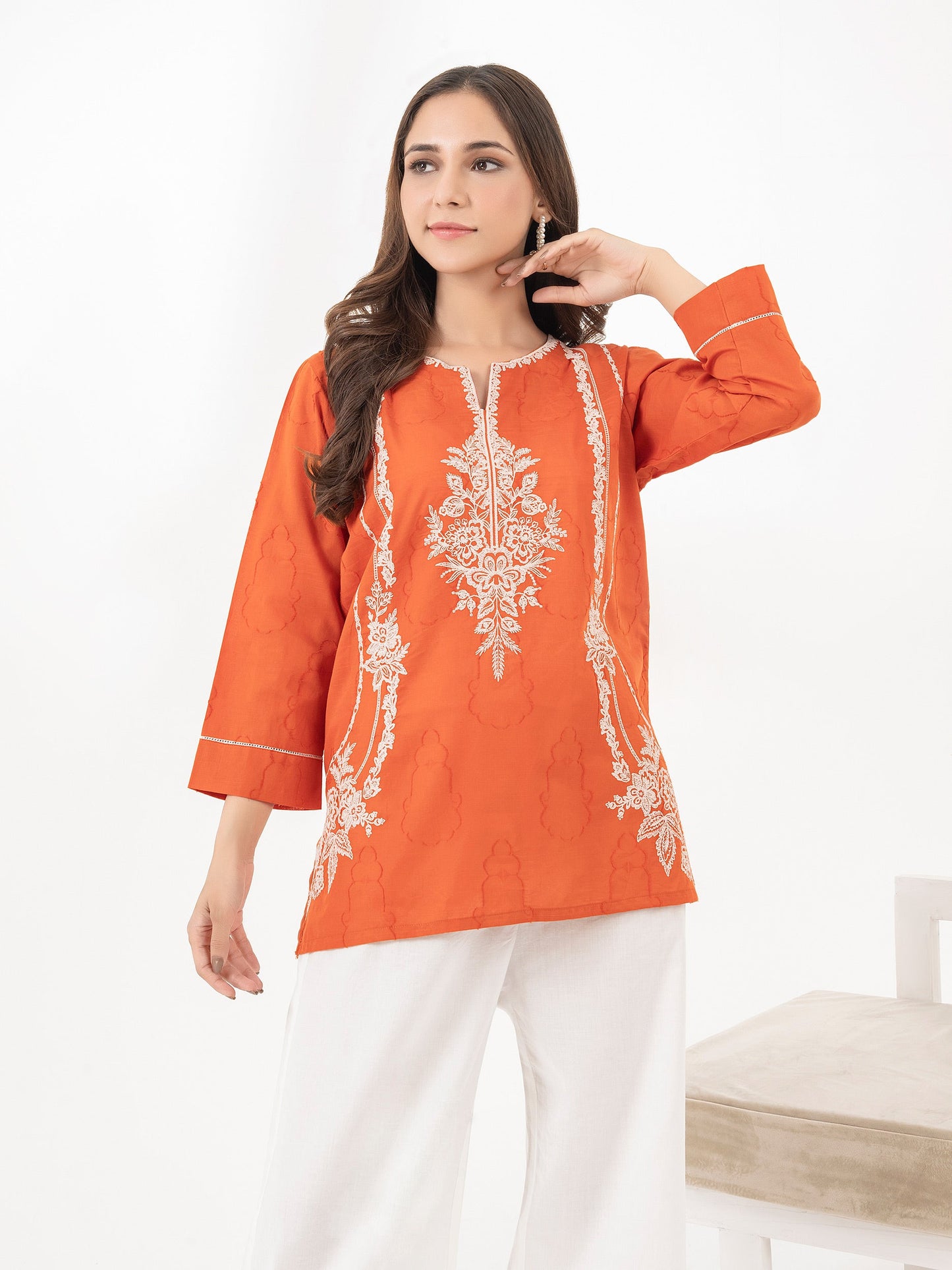 Jacquard Kurti-Embroidered (Pret)