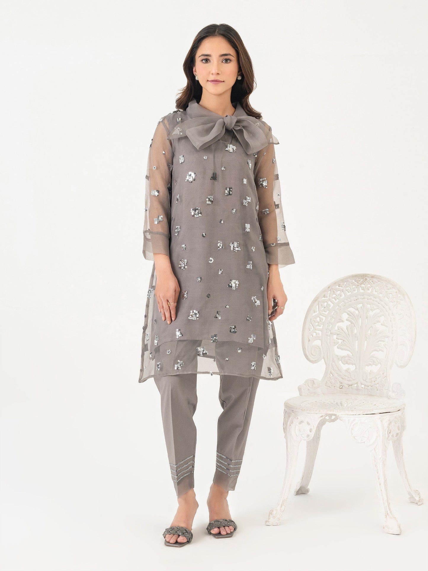 2 Piece Organza Suit-Embroidered (Pret)