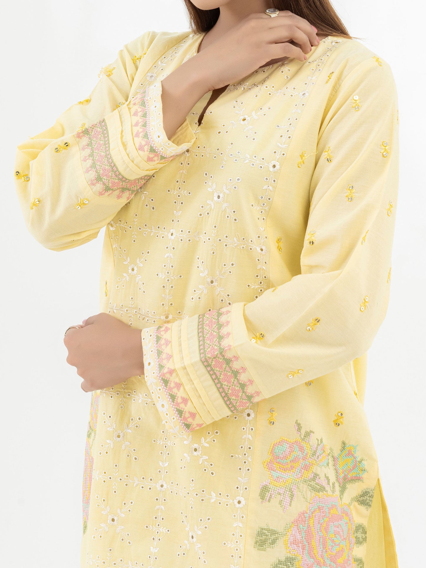 Yarn Dyed Kurti-Embroidered (Pret)