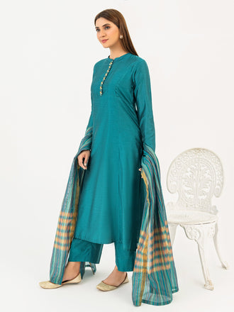 3-piece-raw-silk-suit-embellished(pret)