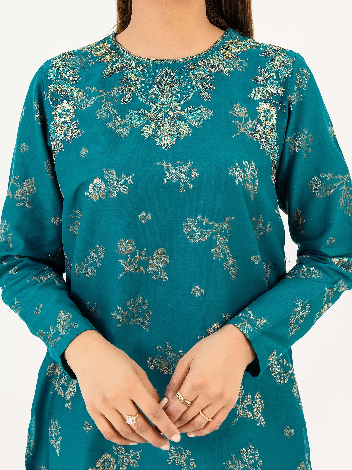 2 Piece Jacquard Suit-Embroidered(Pret)