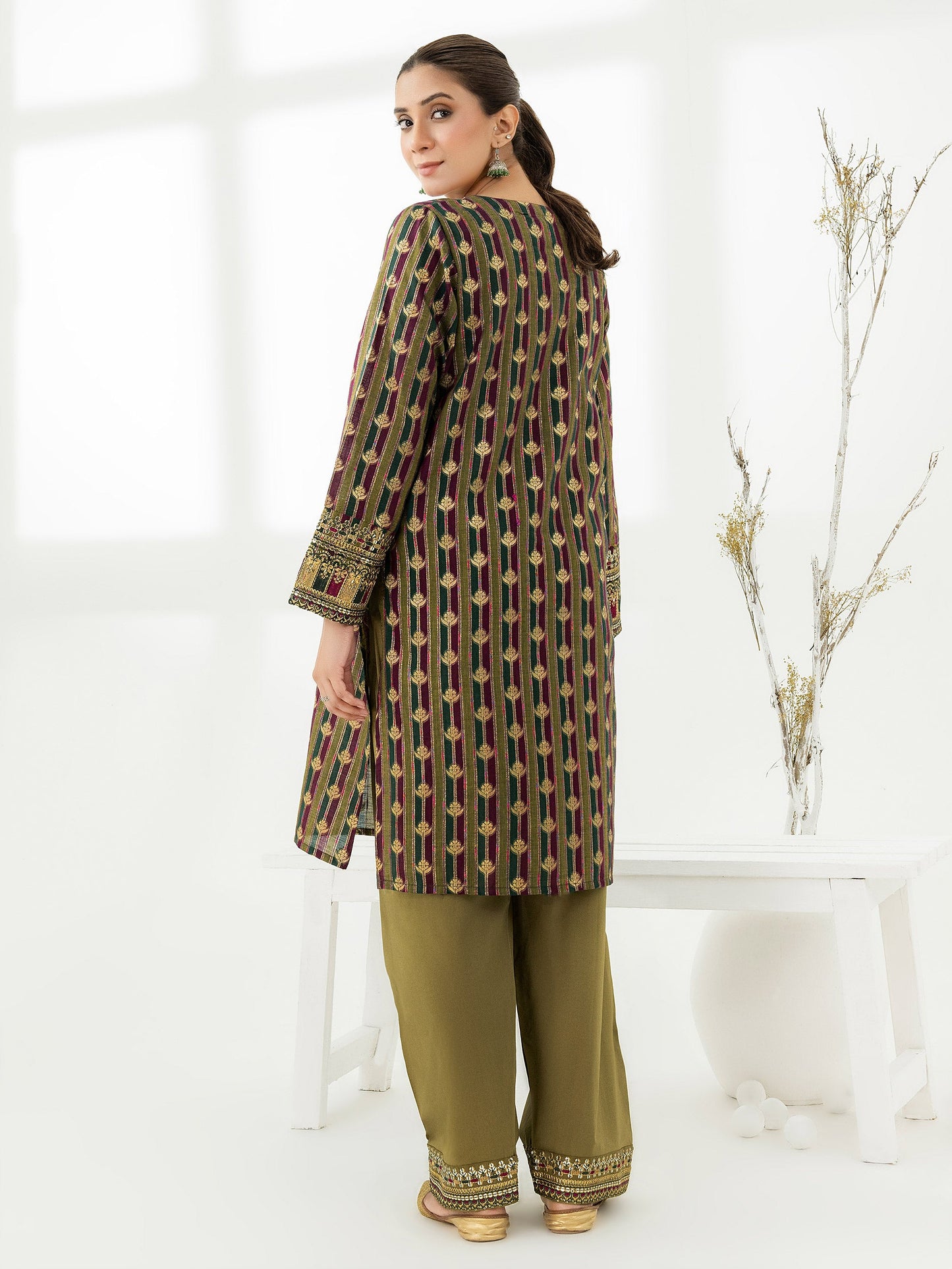 2 Piece Jacquard Suit-Embroidered (Pret)