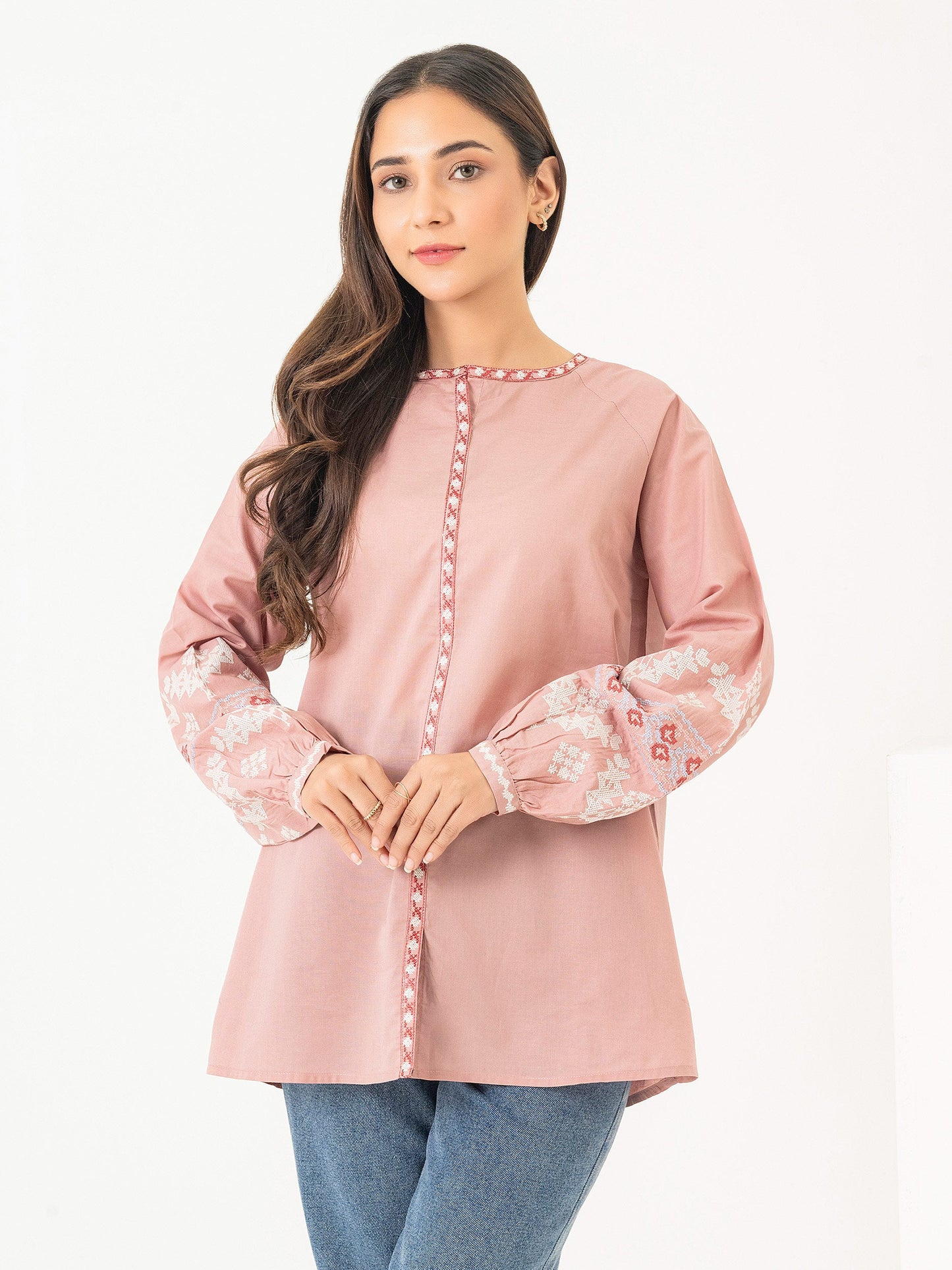 Cambric Kurti-Embroidered