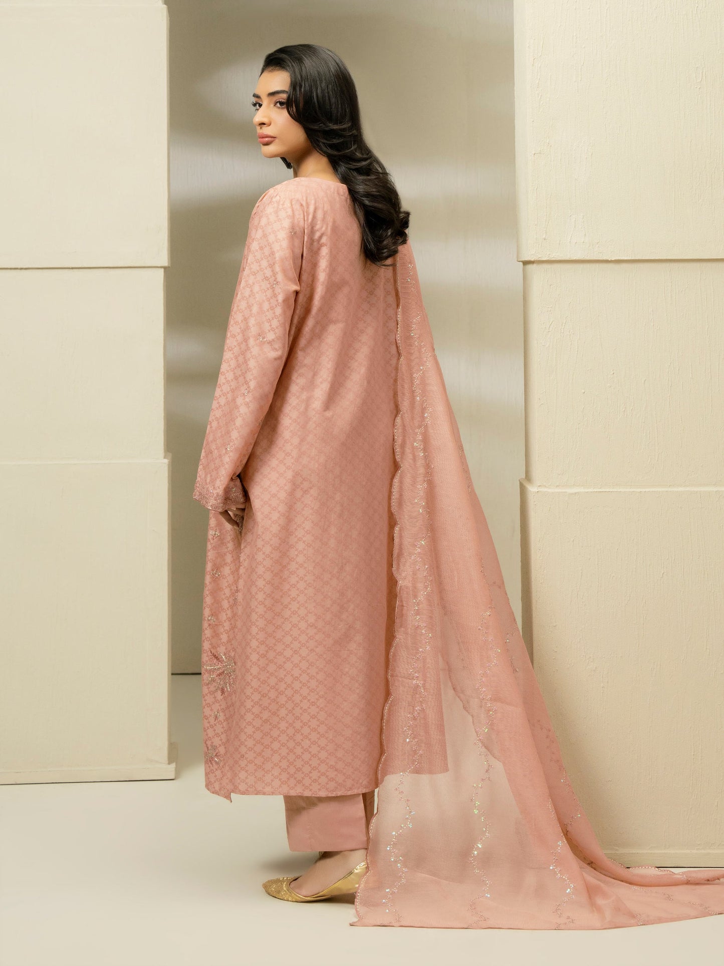 3 Piece Jacquard Suit-Embroidered (Pret)