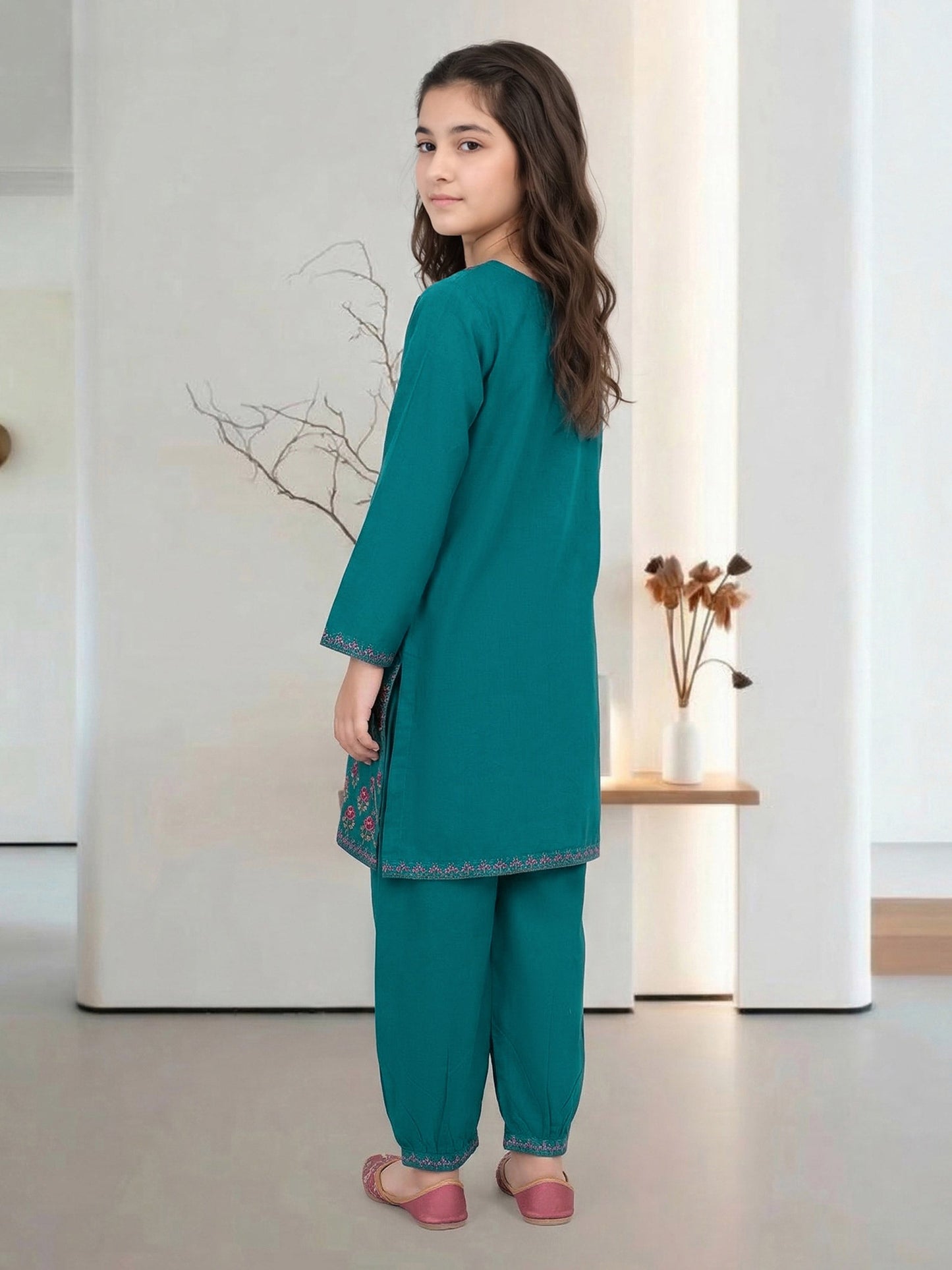 2 Piece Cambric Suit- Embroidered (Pret)