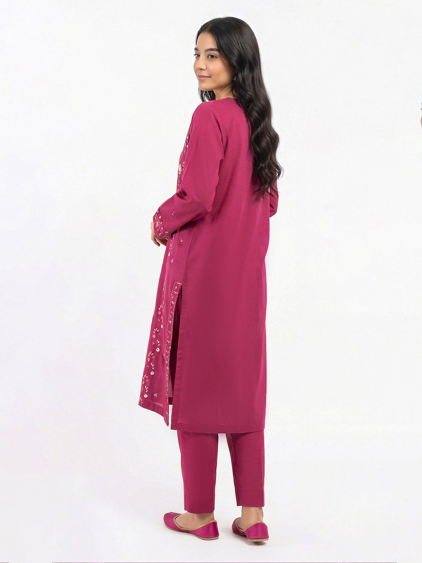 2 Piece Viscose Cotton Suit- Embroidered (Pret)