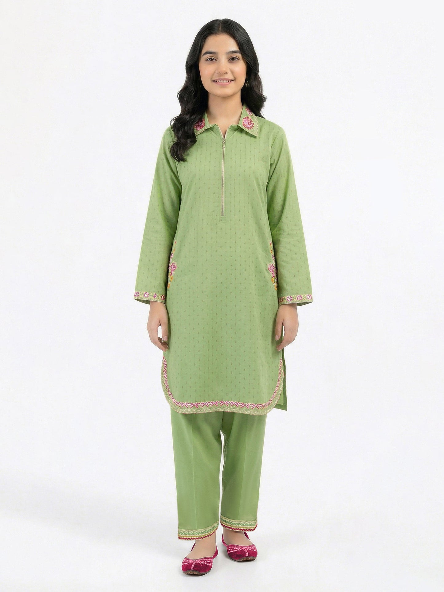 2 Piece Lawn Texture Suit- Embroidered (Pret)
