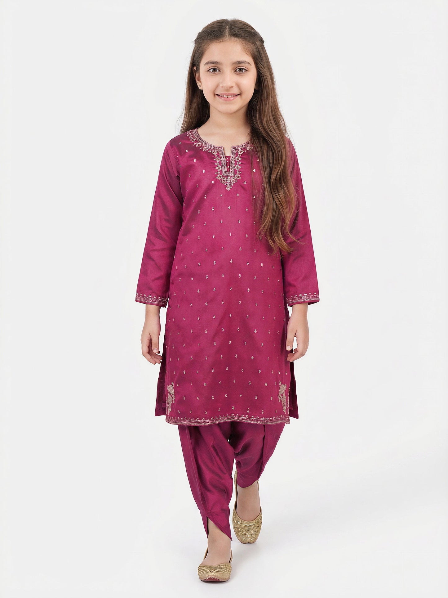 2 Piece Raw Silk Suit- Embroidered (Pret)