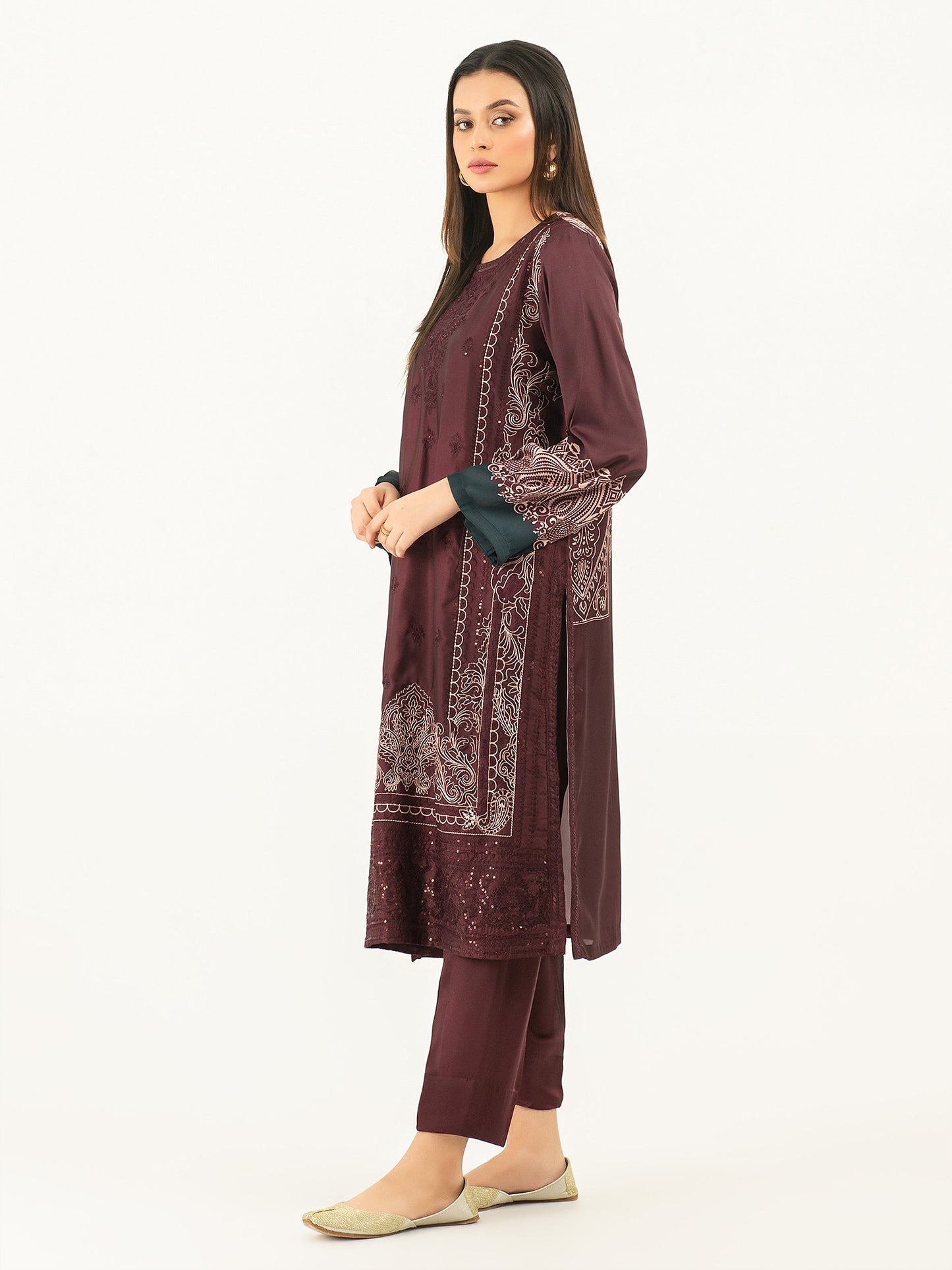 2 Piece Silk Suit-Embroidered (Pret)