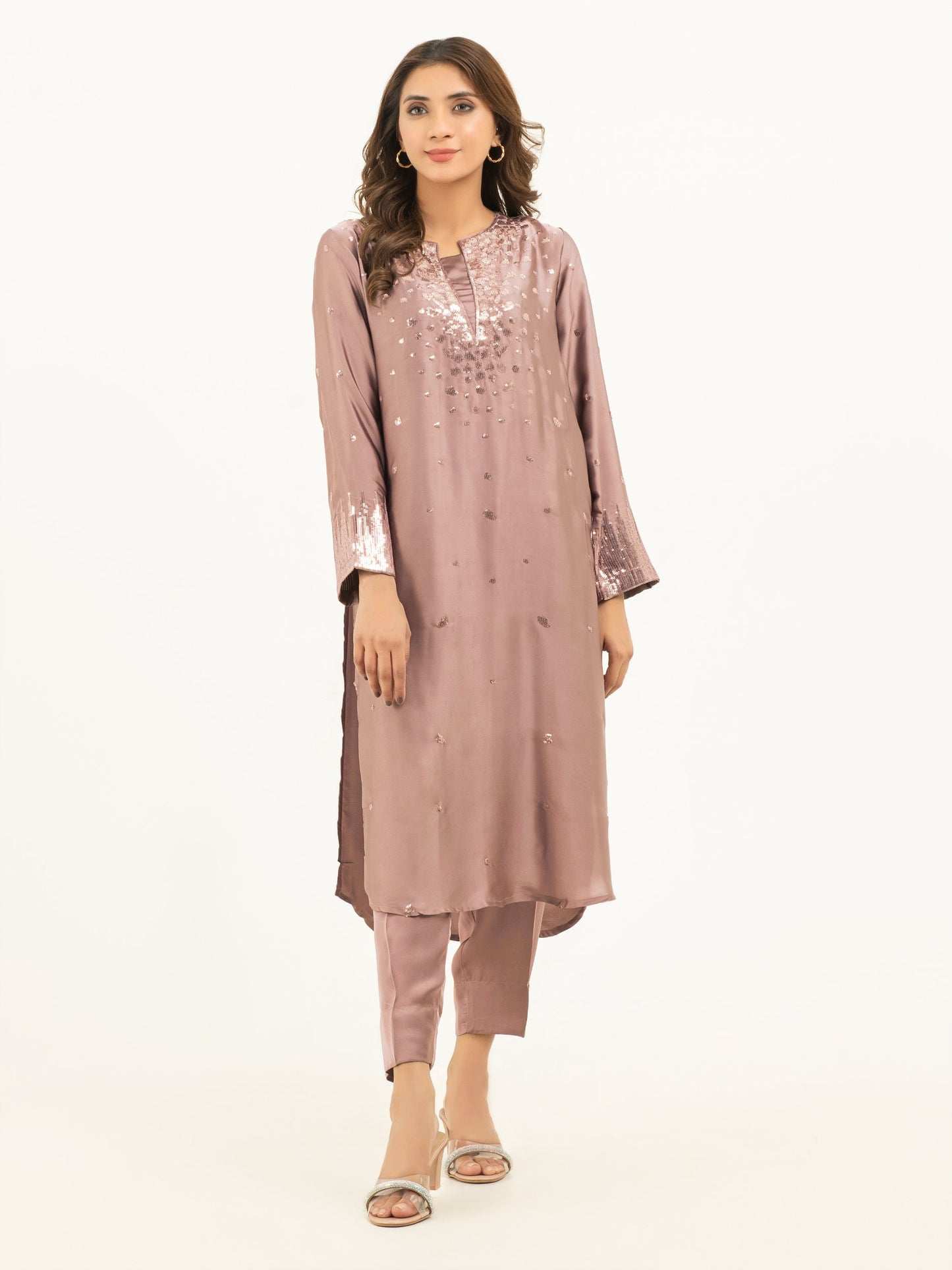 2 Piece Silk Suit-Embellished (Pret)