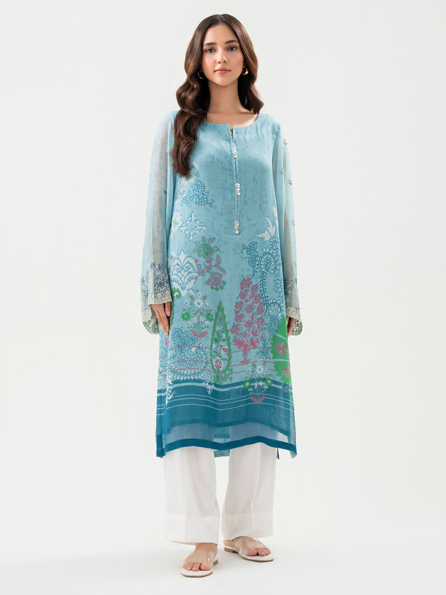 Chiffon Shirt-Embroidered (Pret)