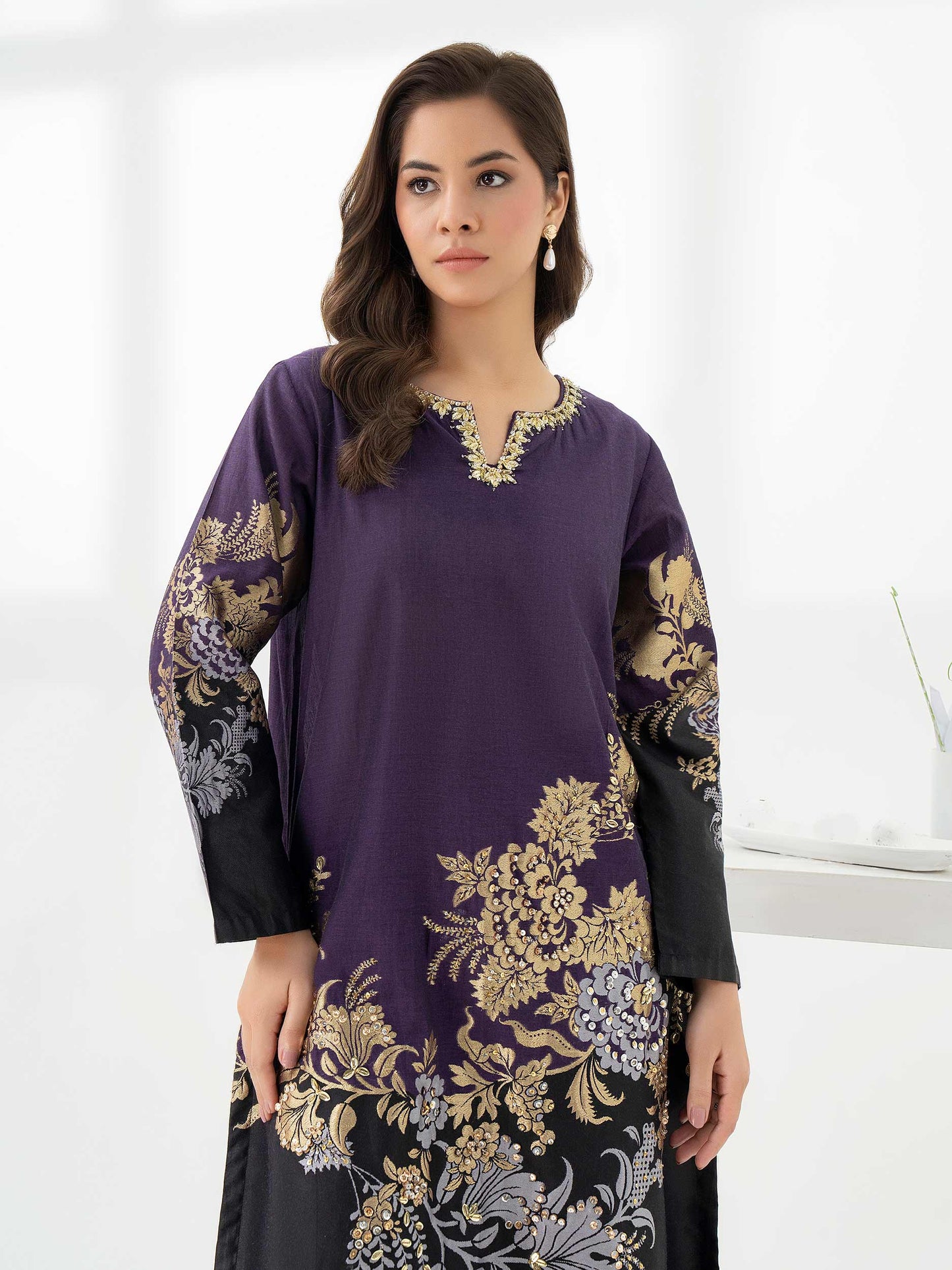 Jacquard Shirt-Embellished (Pret)