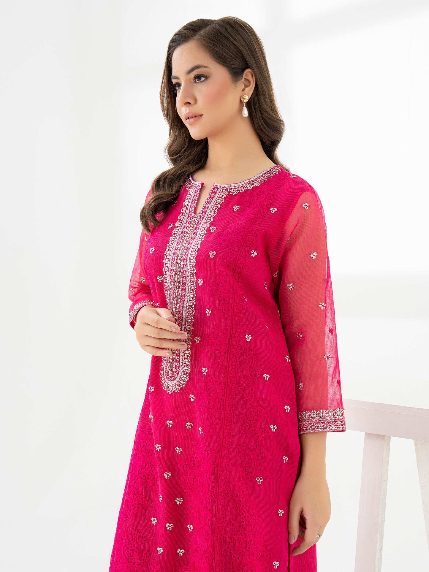 2 Piece Net Suit-Embroidered (Pret)