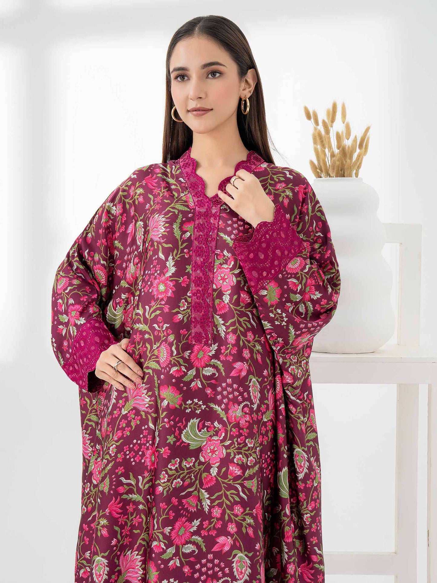 Silk Kaftan-Embroidered (Pret)